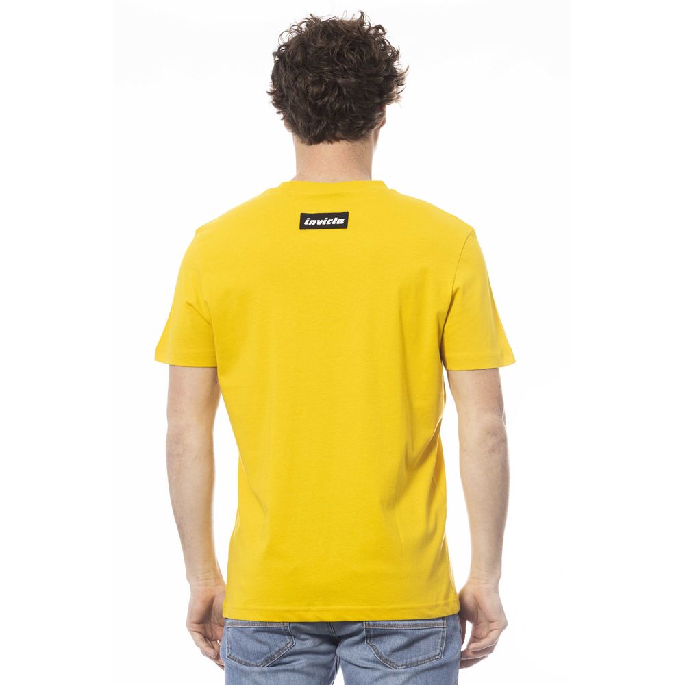 T-shirt Invicta jaune ensoleillé à col ras du cou avec logo