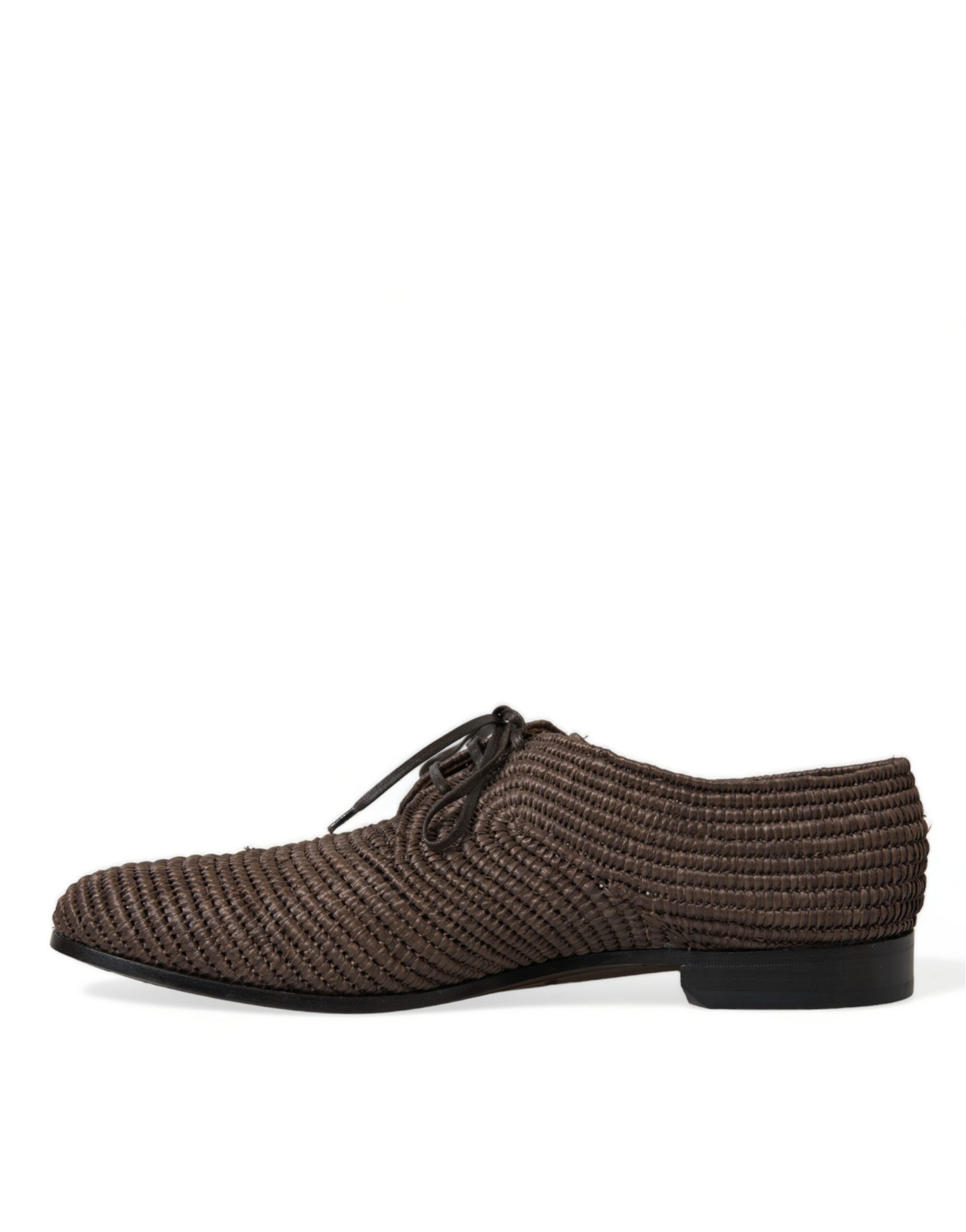 Dolce &amp; Gabbana Chaussures Derby élégantes en raphia - À lacets en marron