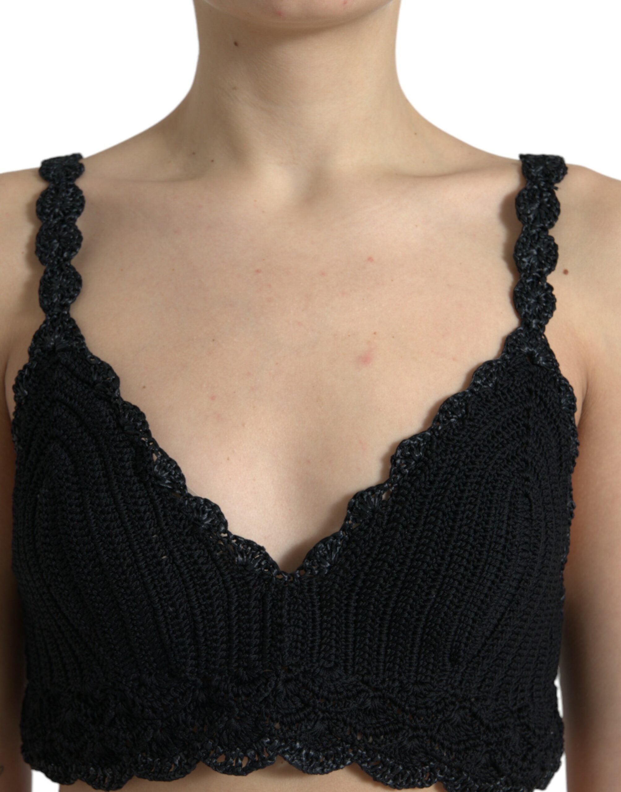 Dolce &amp; Gabbana Haut corset en crochet noir élégant