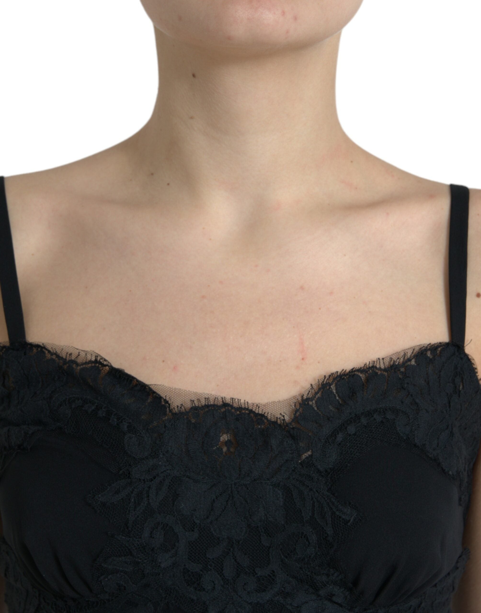 Dolce &amp; Gabbana Débardeur élégant en dentelle de soie noire