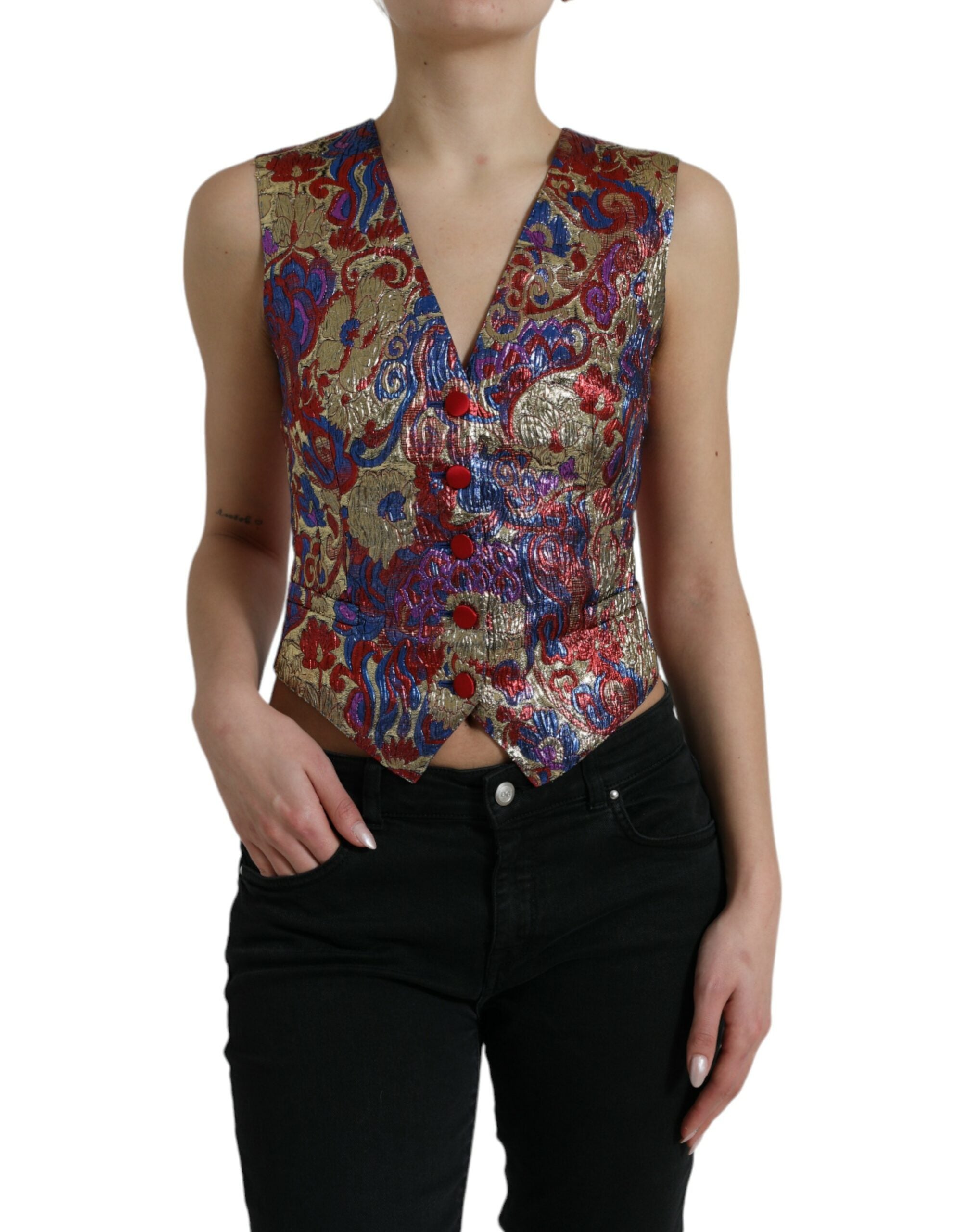 Dolce &amp; Gabbana Gilet en jacquard à imprimé floral multicolore