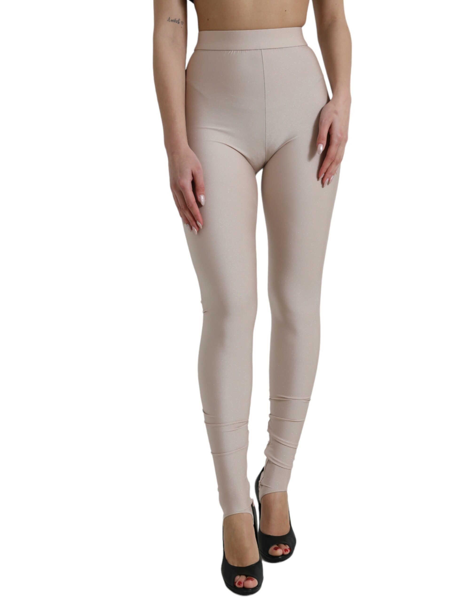 Dolce &amp; Gabbana Chic Legging taille haute beige