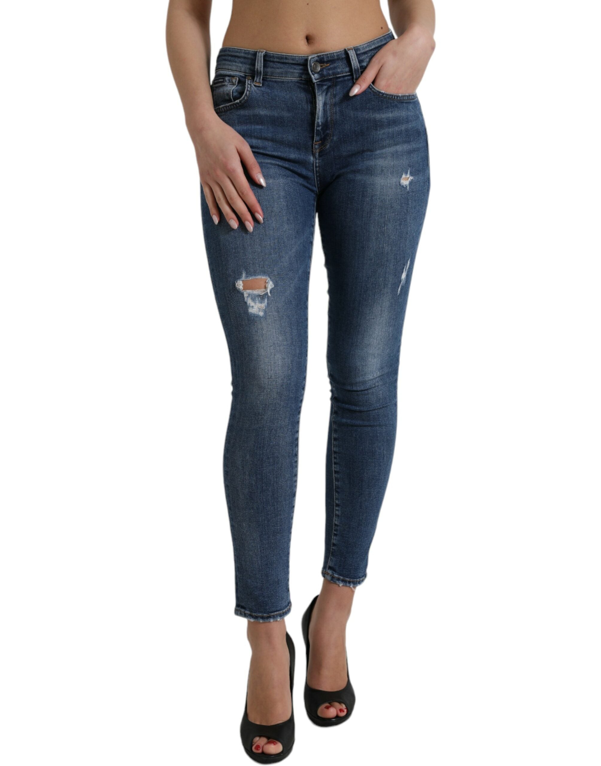 Dolce &amp; Gabbana Chic Jean en denim stretch taille moyenne