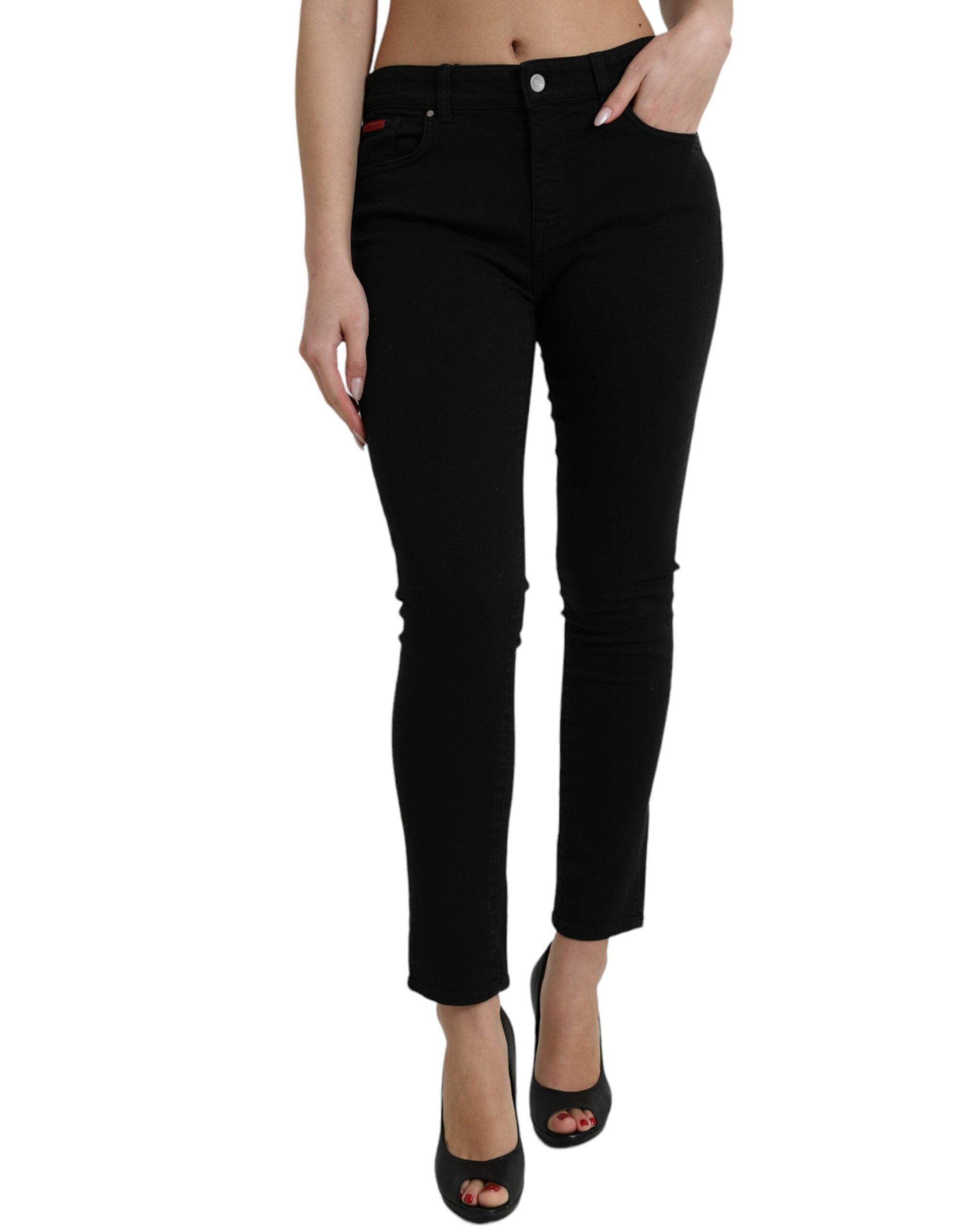 Dolce &amp; Gabbana Chic Jean en denim noir taille moyenne