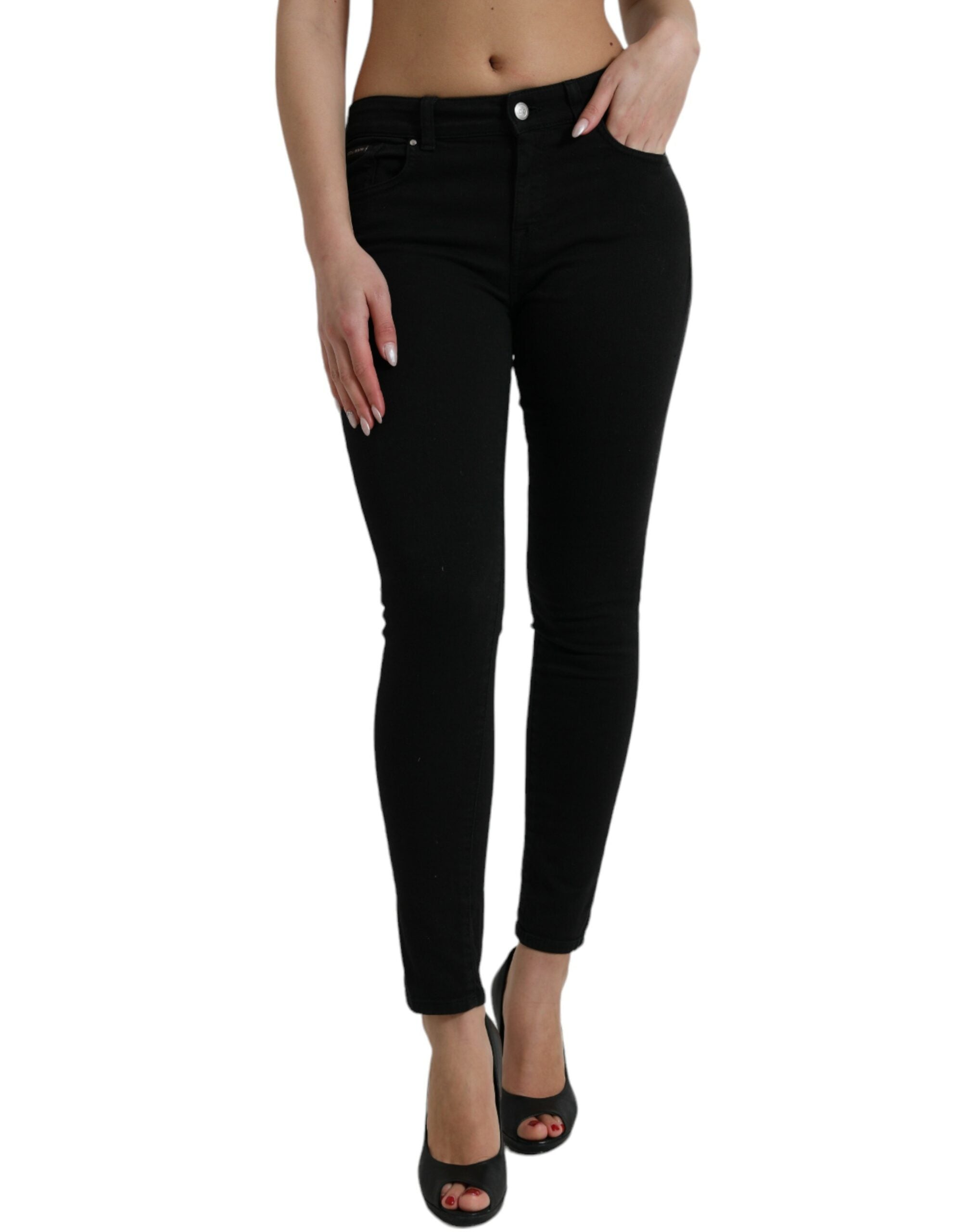 Dolce &amp; Gabbana Chic Jean stretch noir taille moyenne