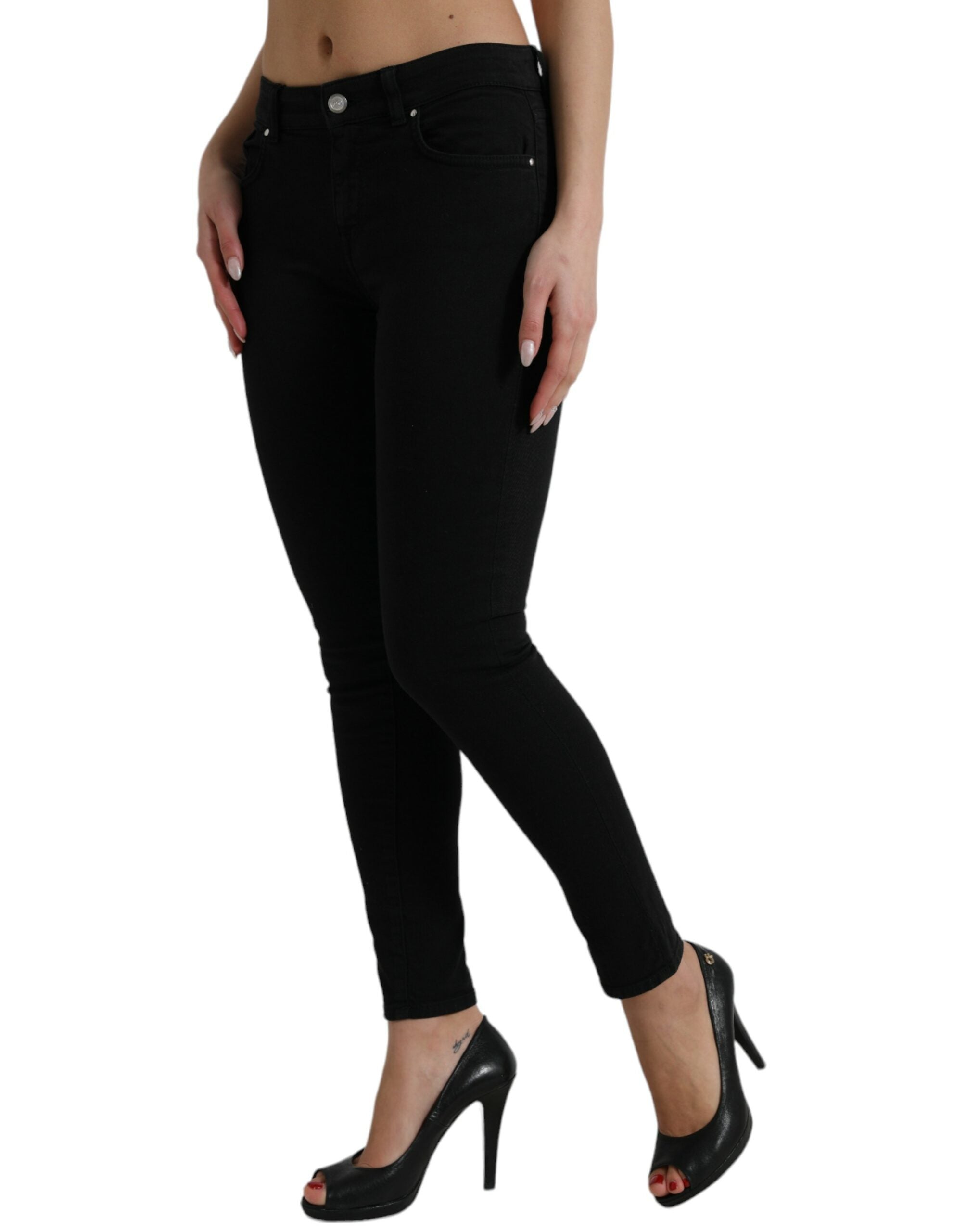 Dolce &amp; Gabbana Chic Jean stretch noir taille moyenne