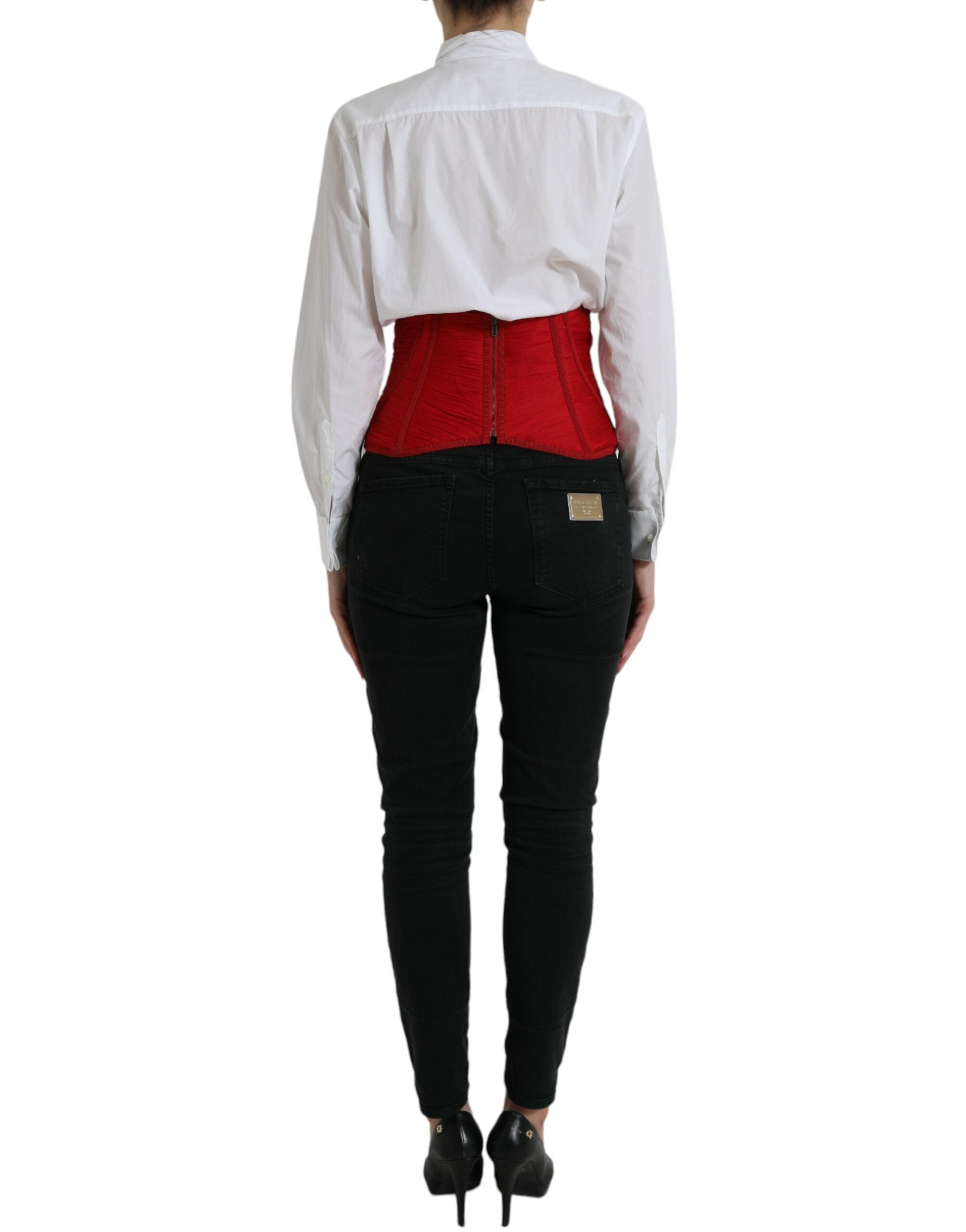 Ceinture corset en soie Dolce &amp; Gabbana en rouge ardent