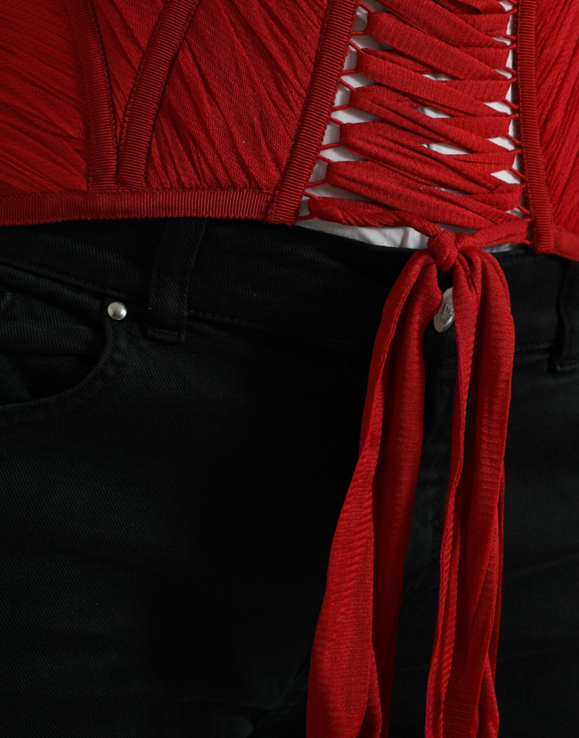 Ceinture corset en soie Dolce &amp; Gabbana en rouge ardent