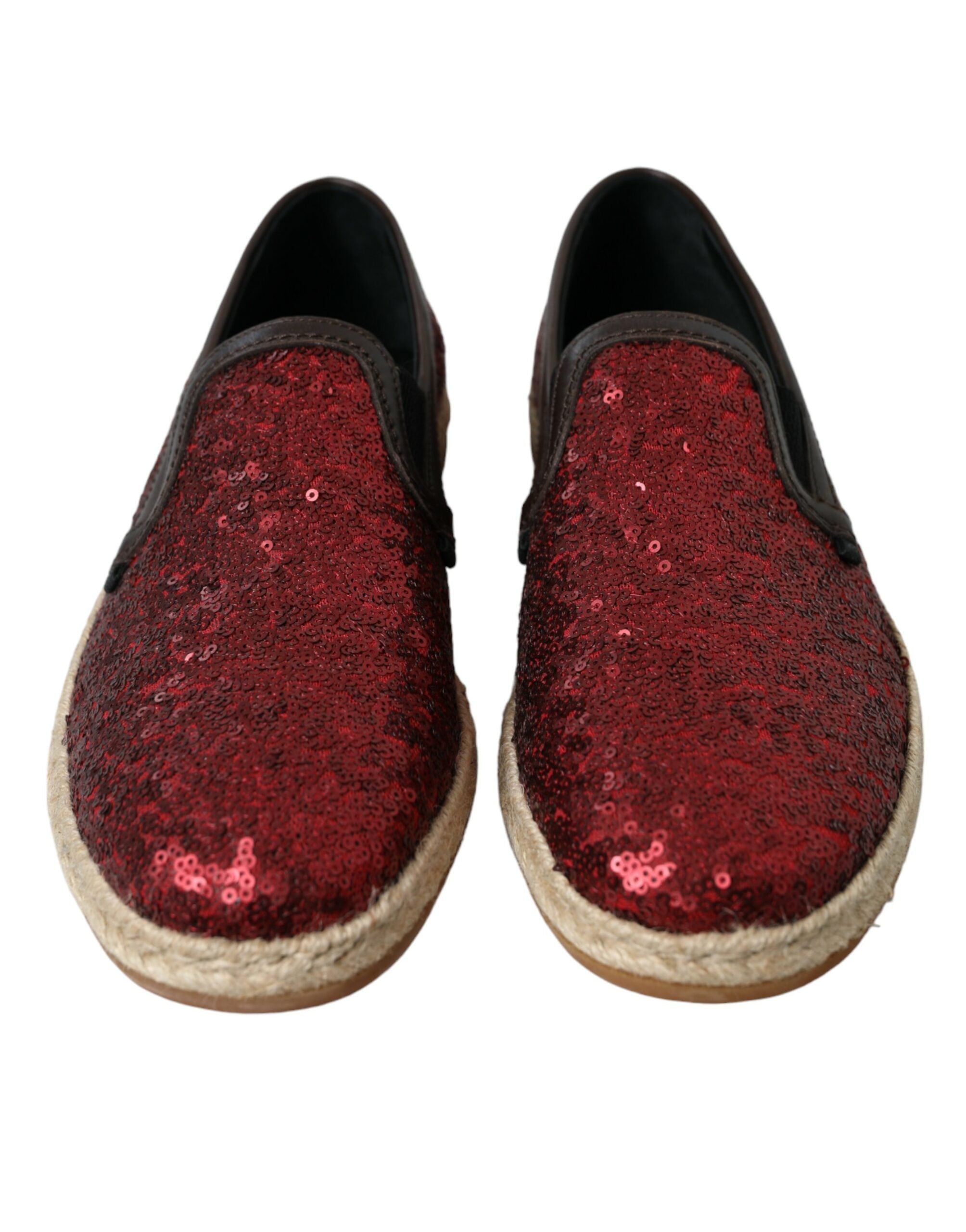 Dolce &amp; Gabbana Mocassins en cuir à paillettes rouges