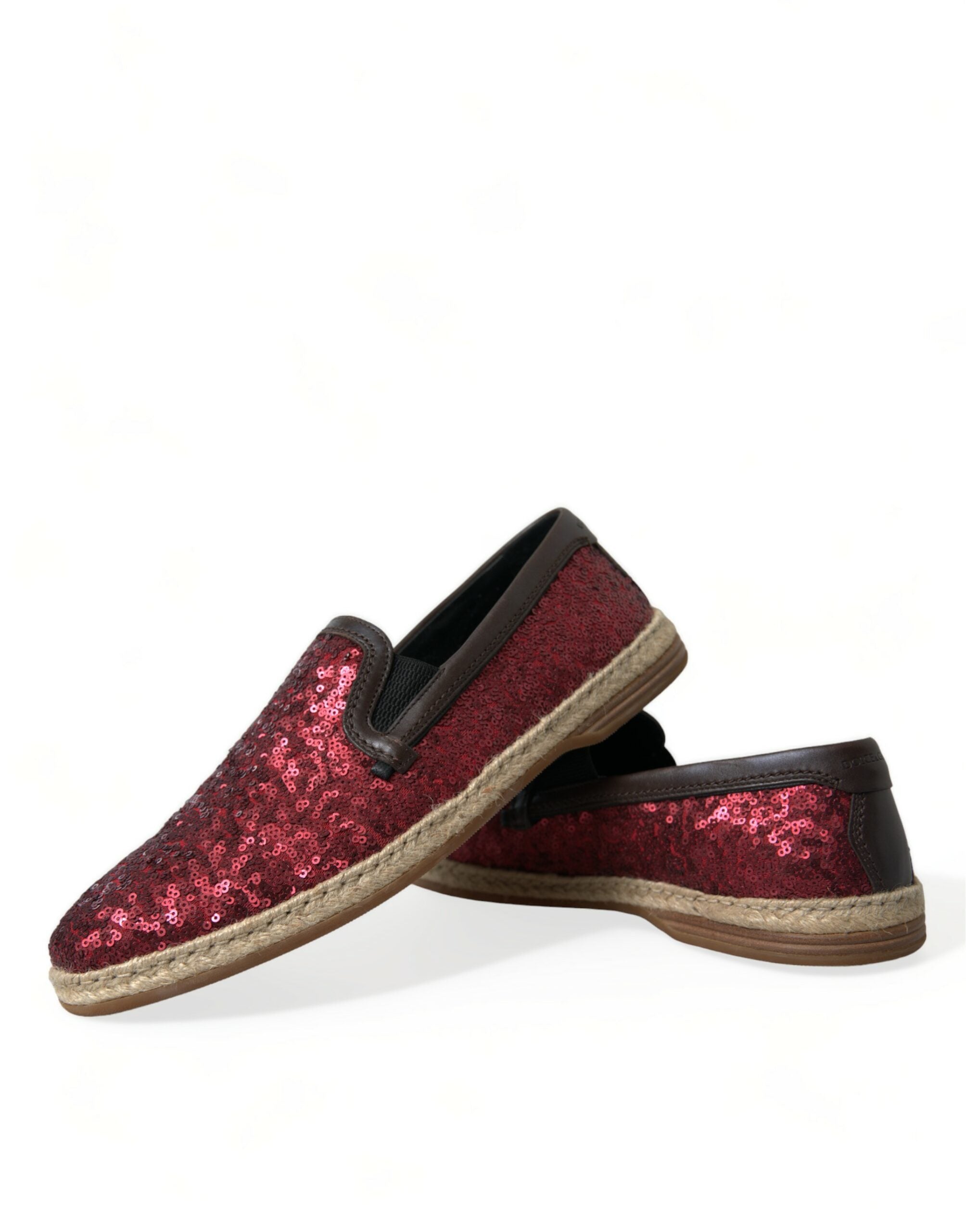 Dolce &amp; Gabbana Mocassins en cuir à paillettes rouges