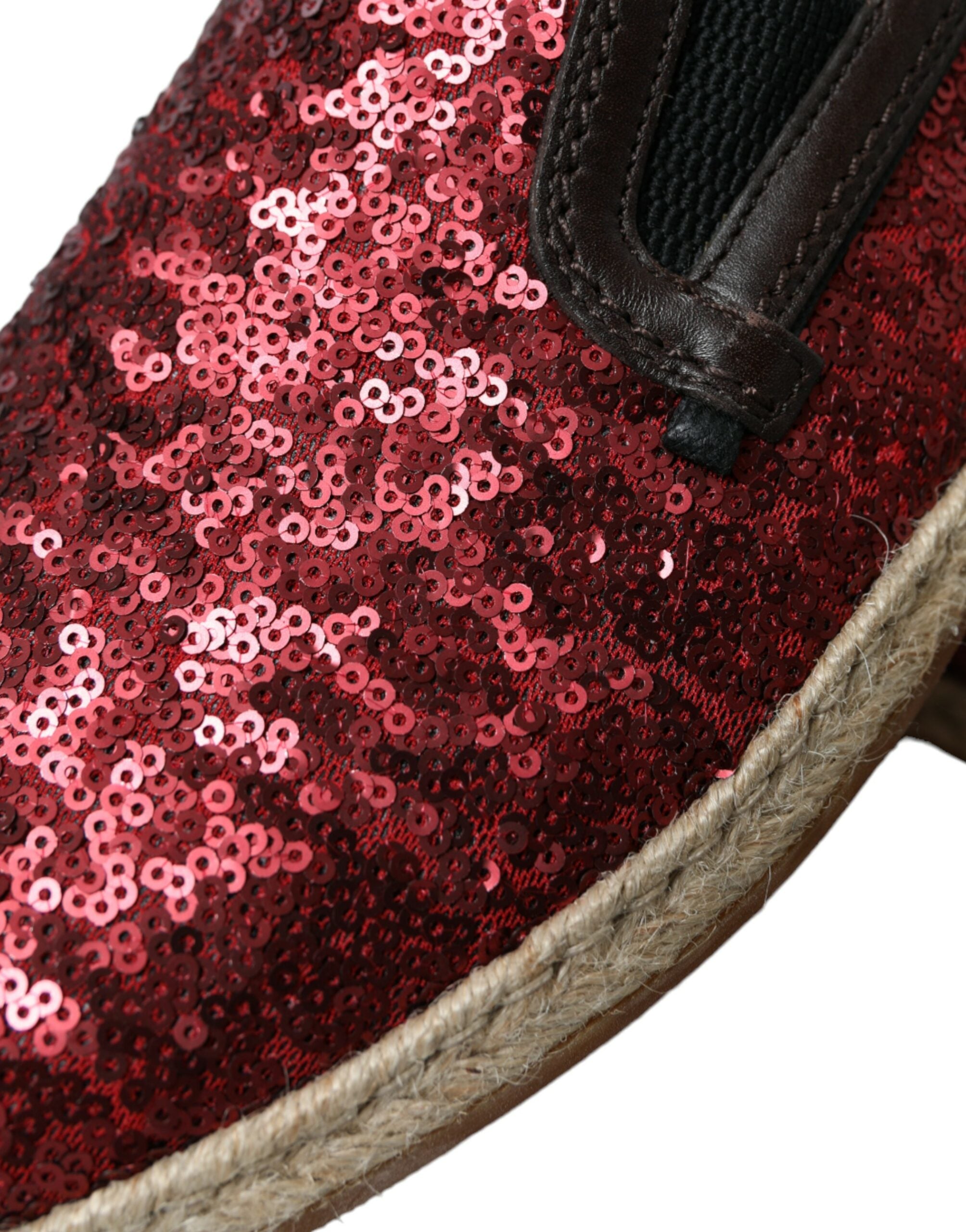 Dolce &amp; Gabbana Mocassins en cuir à paillettes rouges