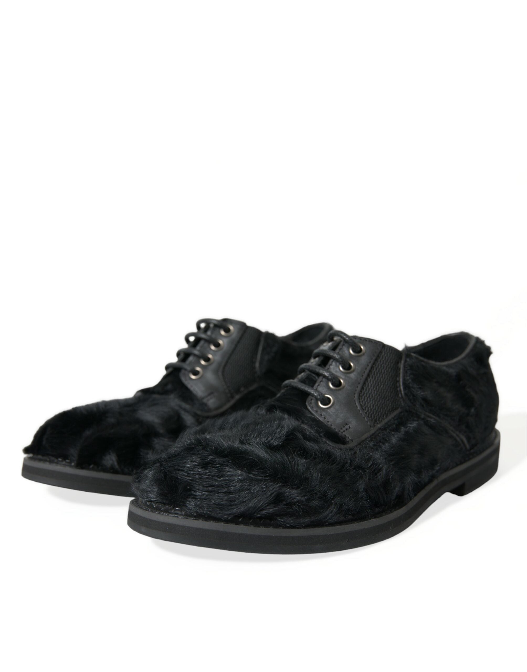 Dolce &amp; Gabbana Chaussures habillées élégantes en fourrure noire pour hommes