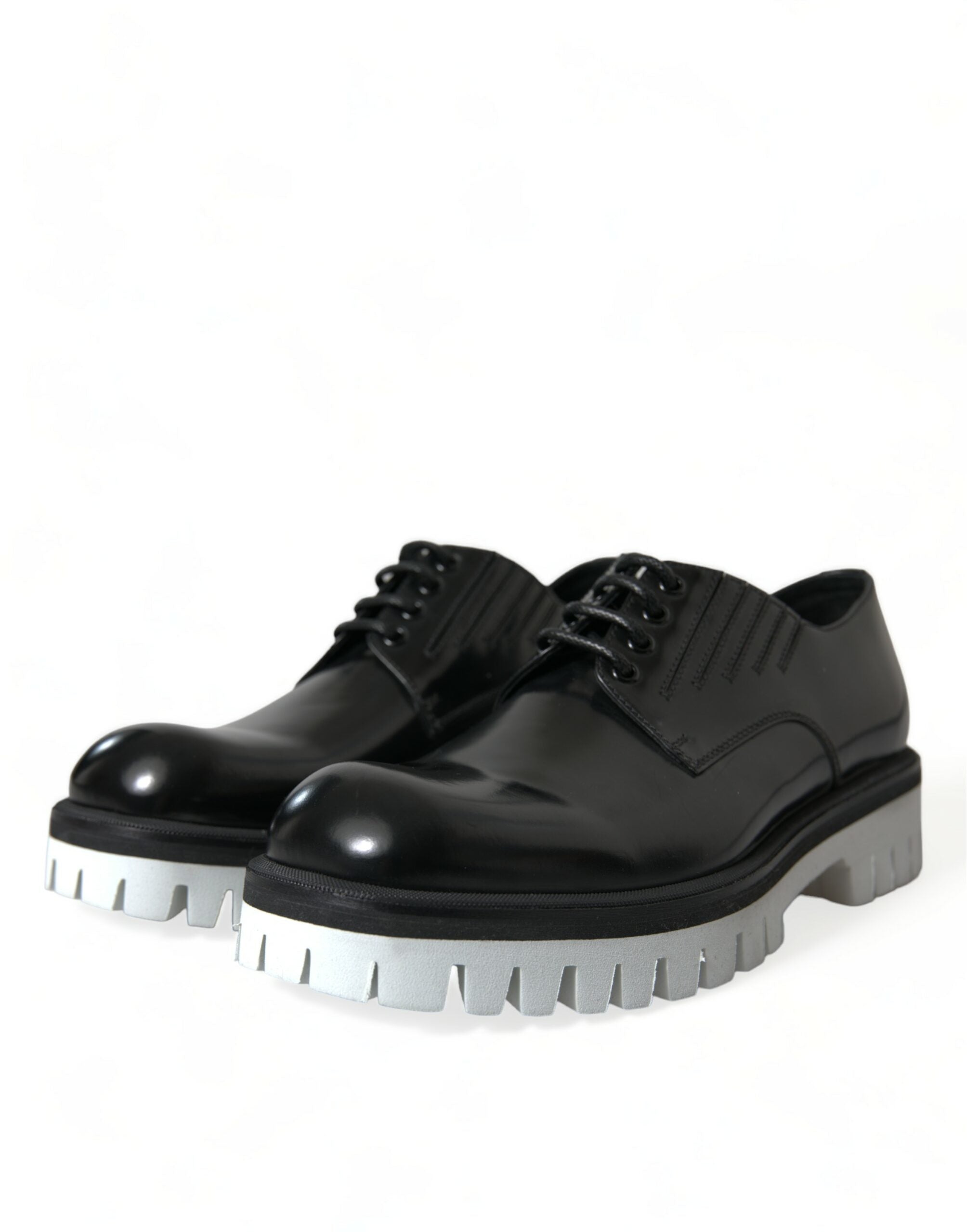 Dolce &amp; Gabbana Chaussures Derby sophistiquées en cuir noir et blanc