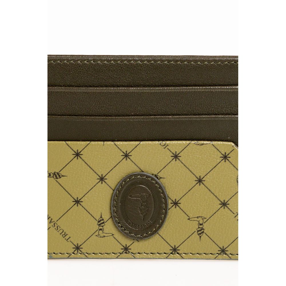 Trussardi élégant porte-cartes en cuir vert