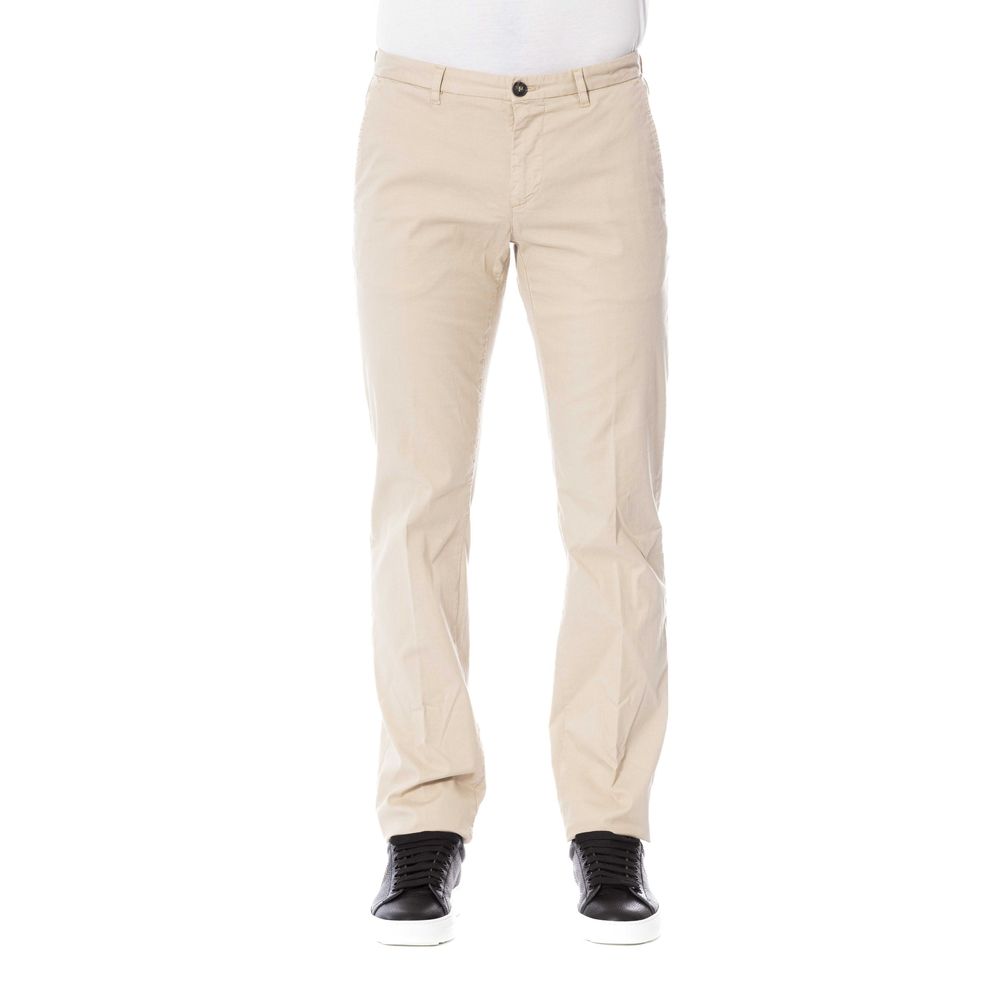 Trussardi Chic Pantalon Beige En Coton Mélangé