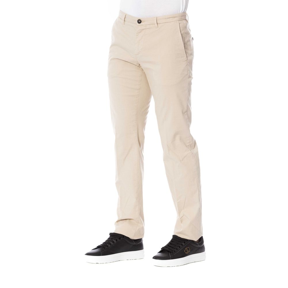 Trussardi Chic Pantalon Beige En Coton Mélangé