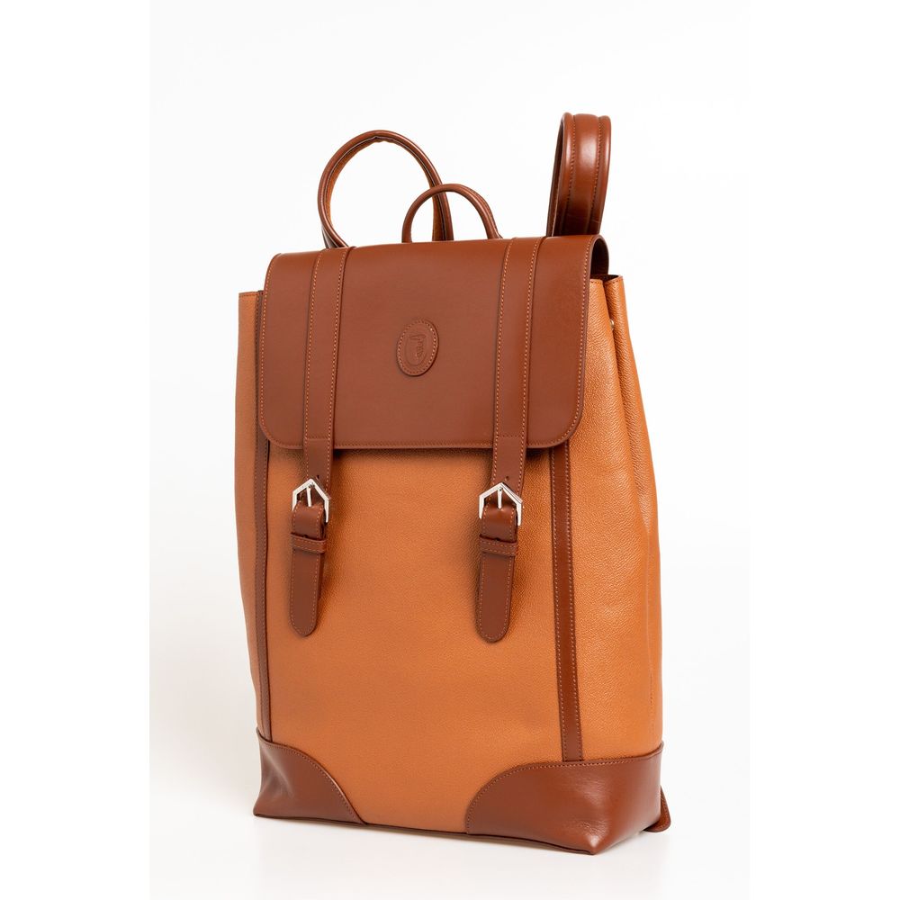 Trussardi Sac à dos élégant en cuir marron pour homme