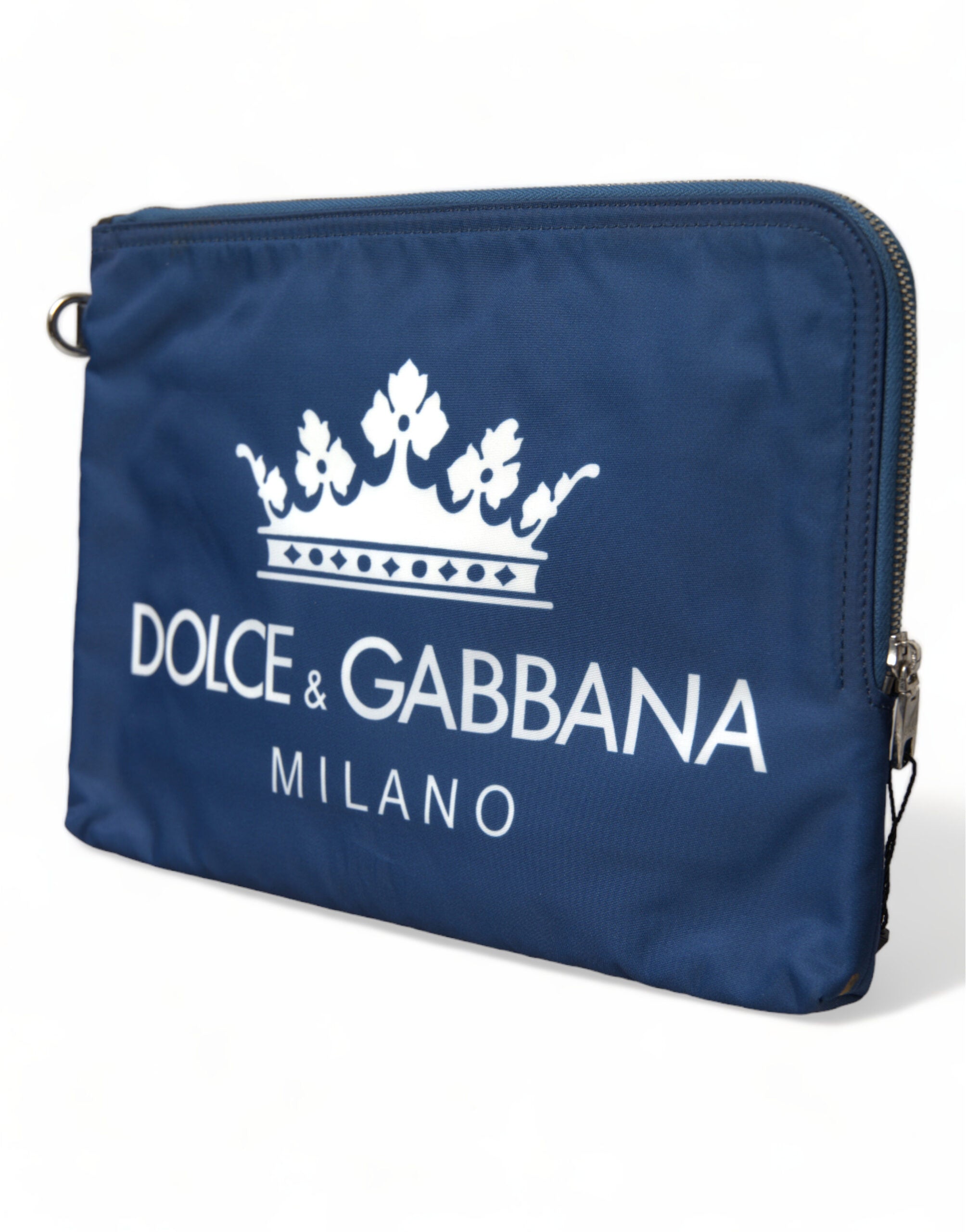 Dolce &amp; Gabbana Pochette zippée élégante en nylon bleu