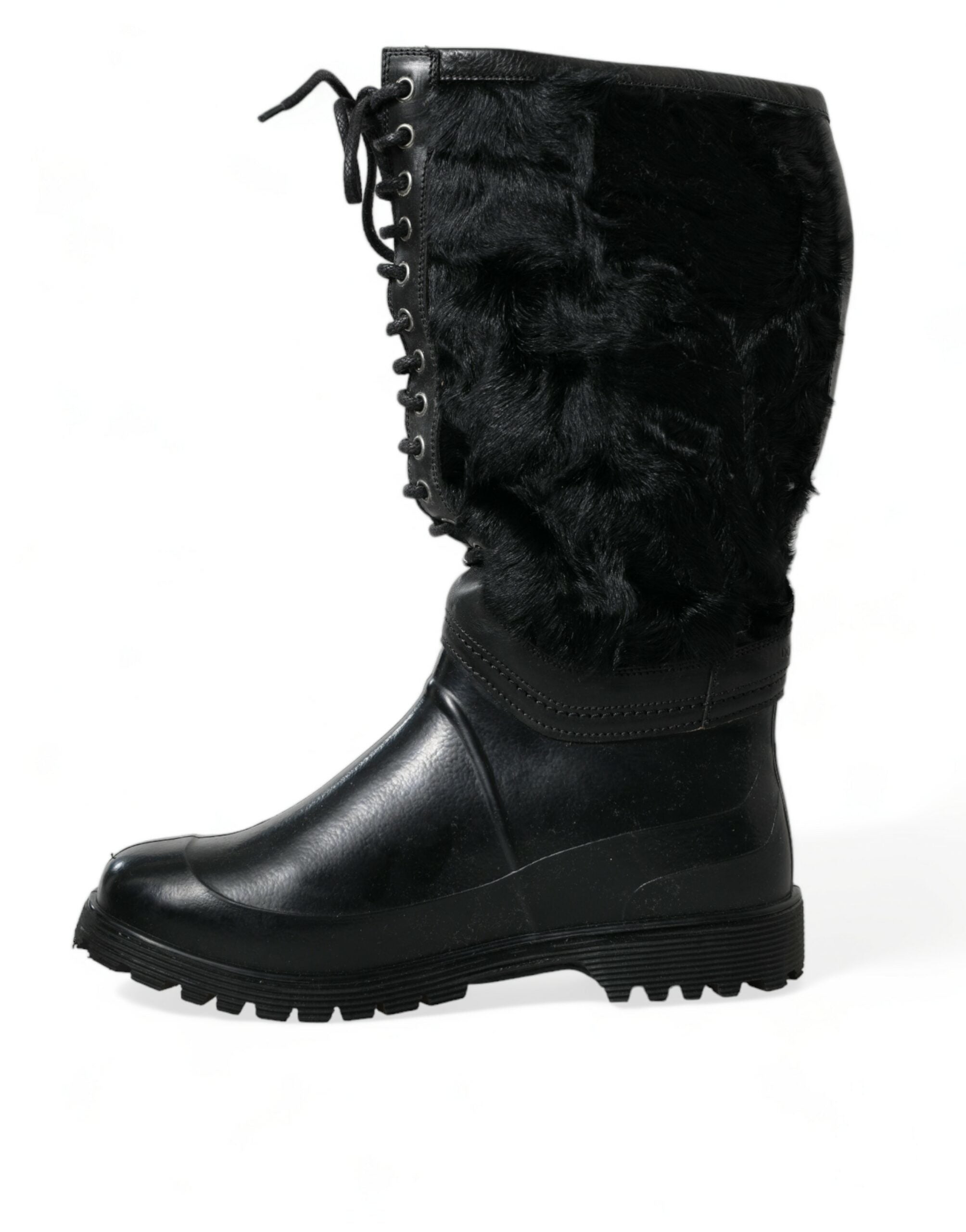 Dolce &amp; Gabbana Bottes mi-mollet en peau de mouton noire élégantes