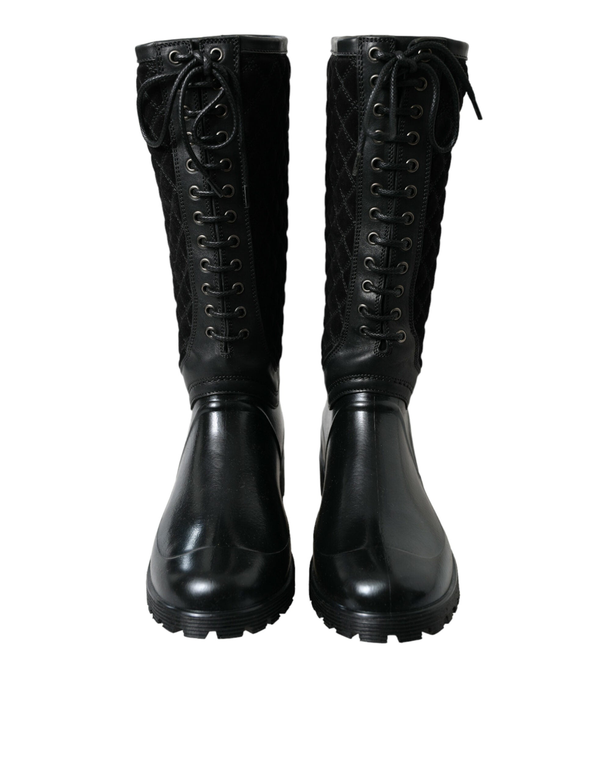 Dolce &amp; Gabbana élégantes bottes de pluie matelassées à lacets