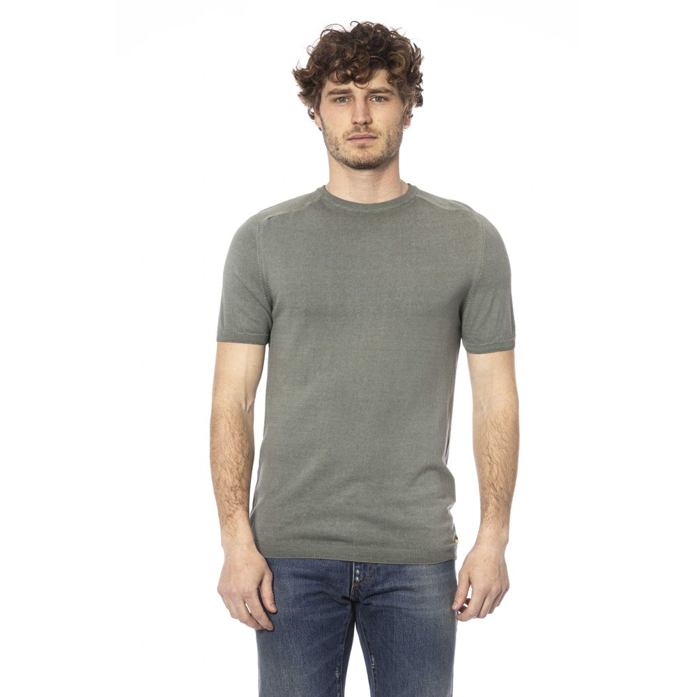 Distretto12 Army Green Crew Neck Cotton Tee