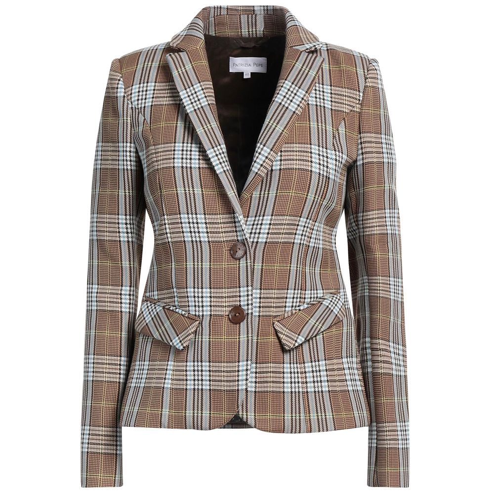 Patrizia Pepe Blazer élégant en coton mélangé à motifs tartan