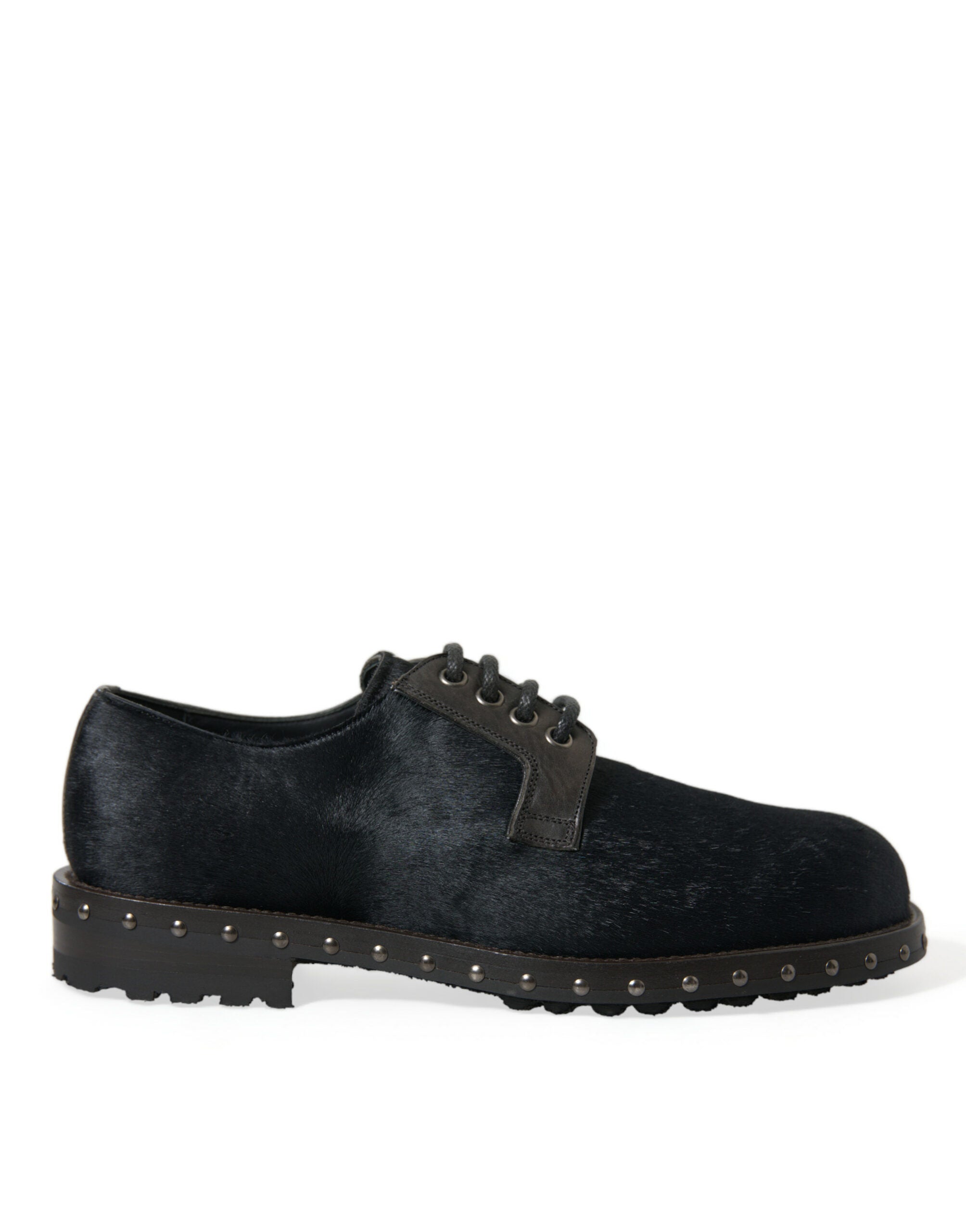 Dolce &amp; Gabbana Élégantes chaussures derby en fourrure de veau noires