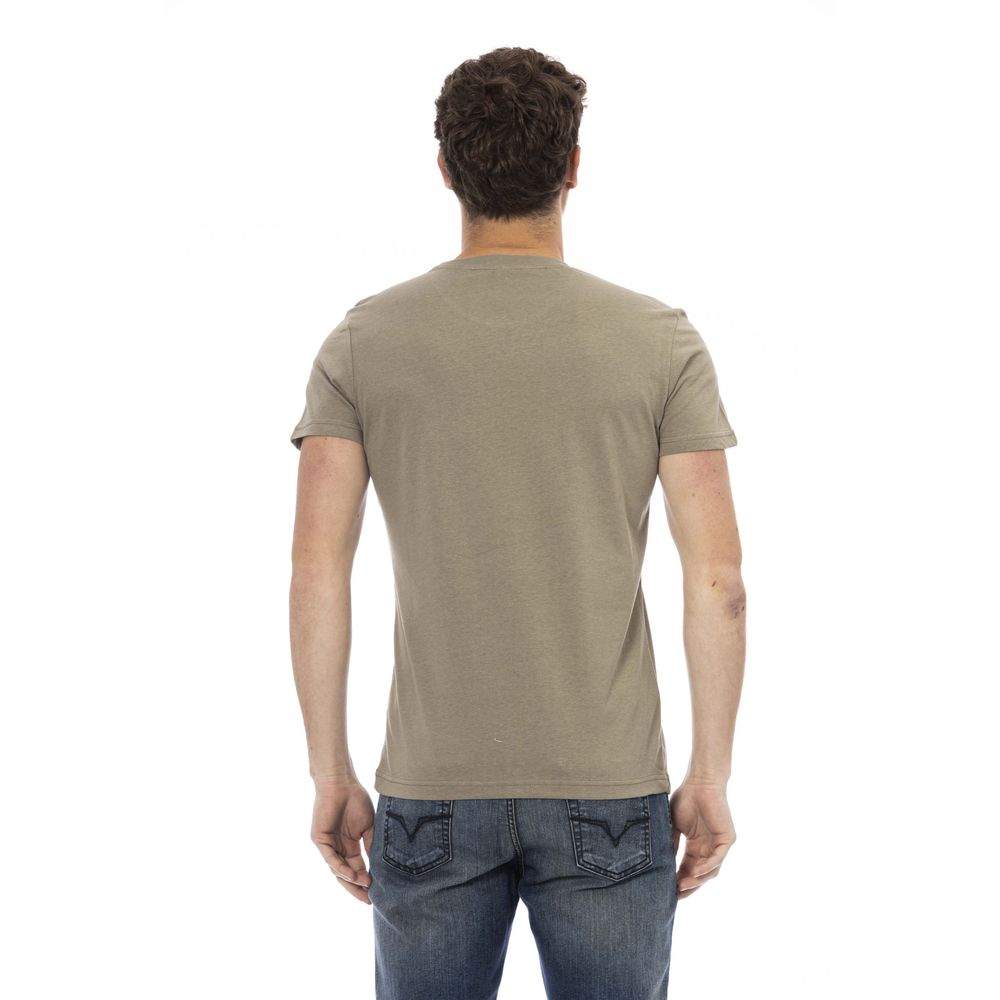 Trussardi Action - T-shirt vert élégant à manches courtes avec imprimé chic sur le devant