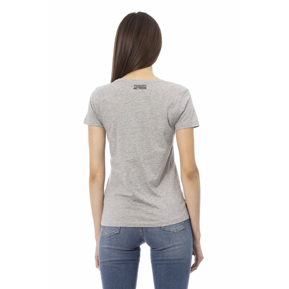 Trussardi T-shirt Action Chic en coton mélangé gris avec imprimé unique