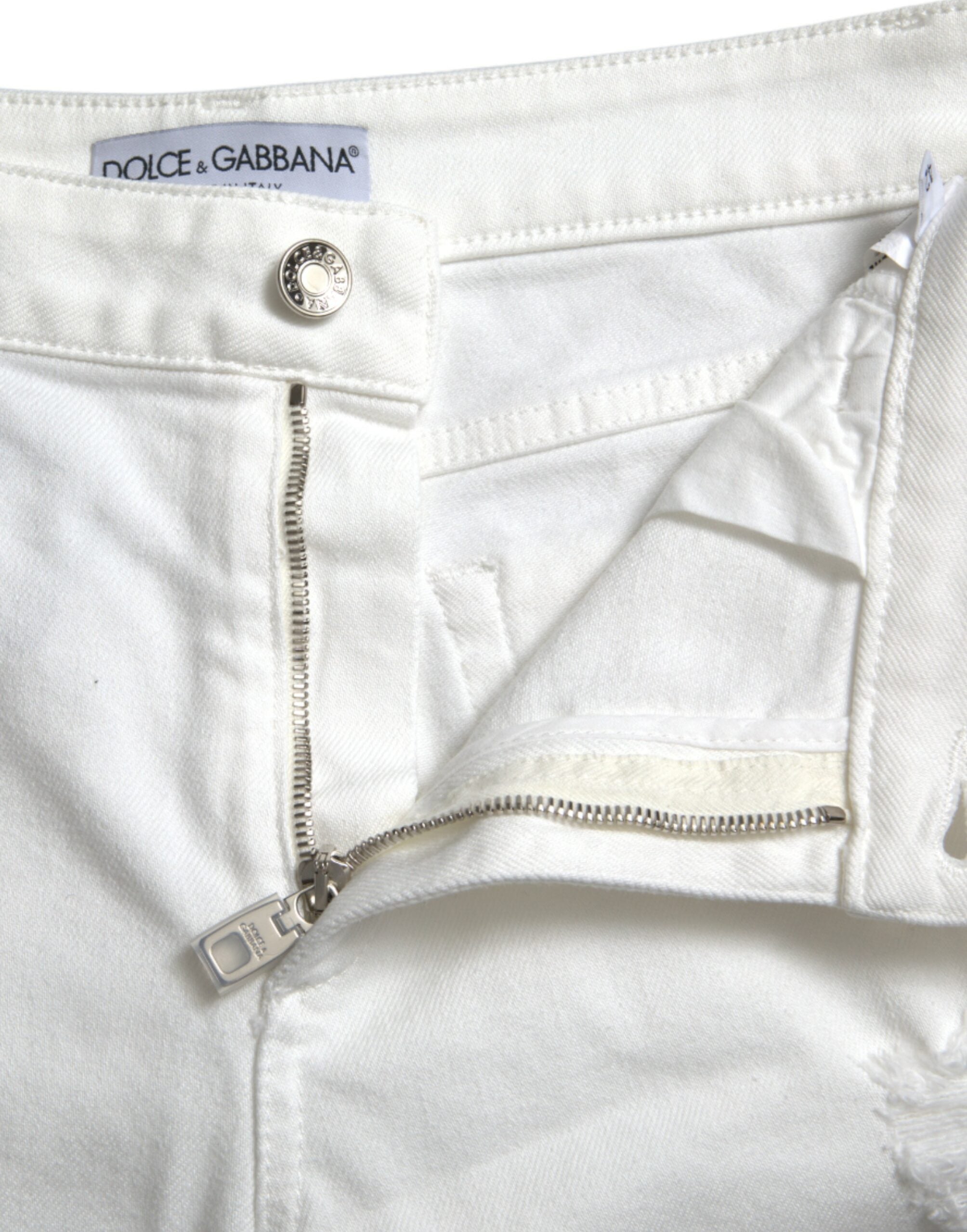 Dolce &amp; Gabbana Jean court en denim blanc taille moyenne élégant