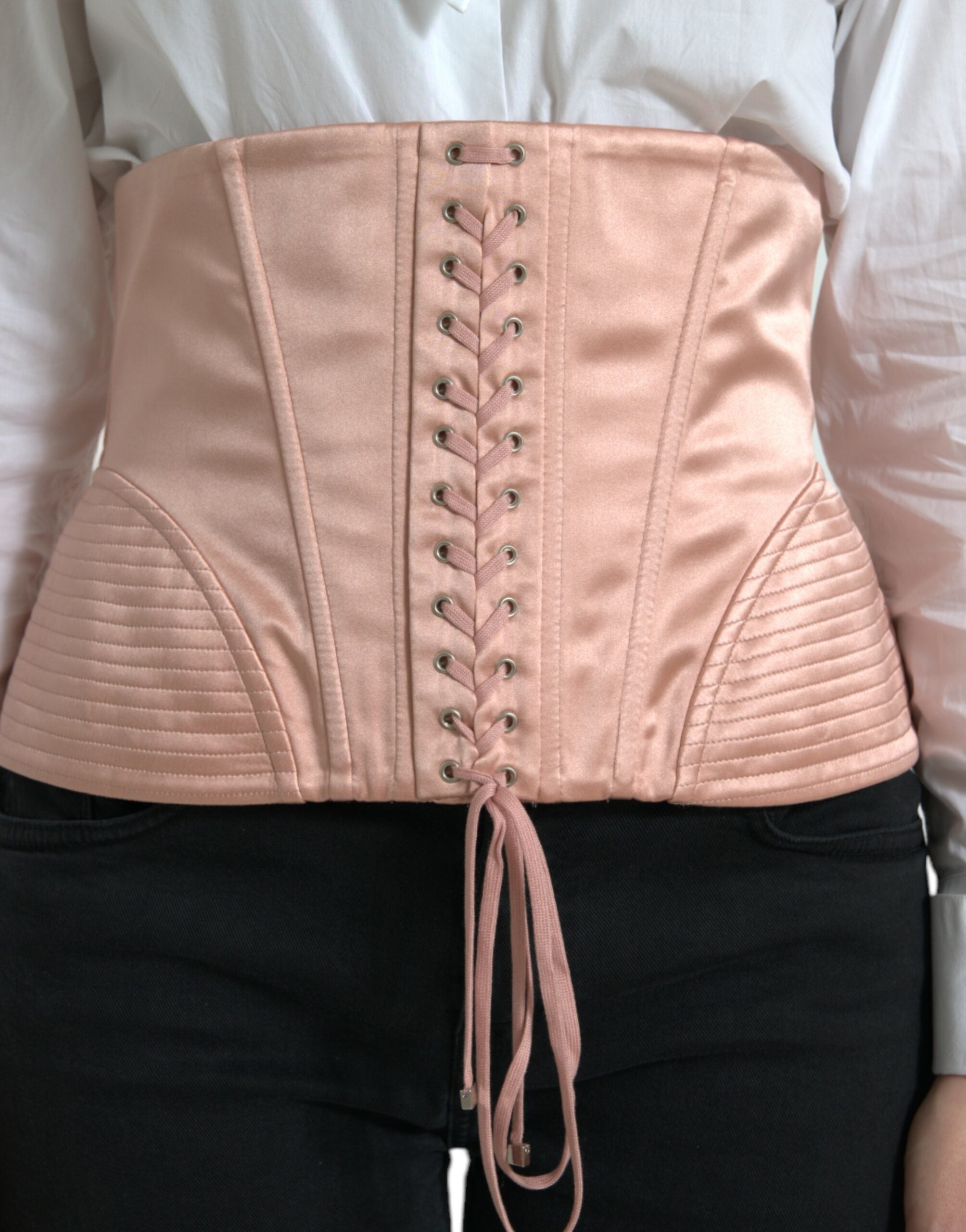 Dolce &amp; Gabbana Ceinture corset rose élégante à lacets