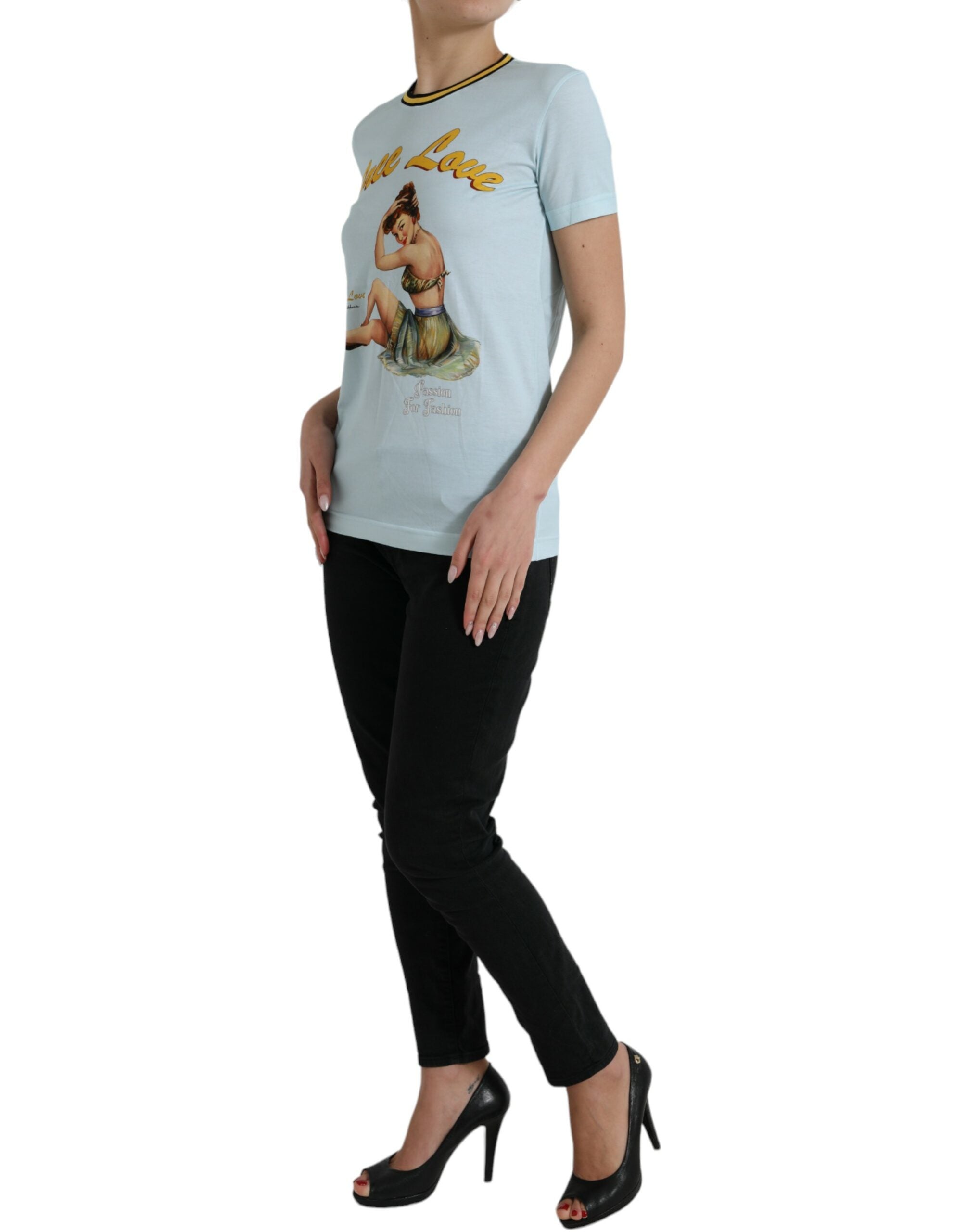 Dolce &amp; Gabbana T-shirt élégant en coton bleu clair