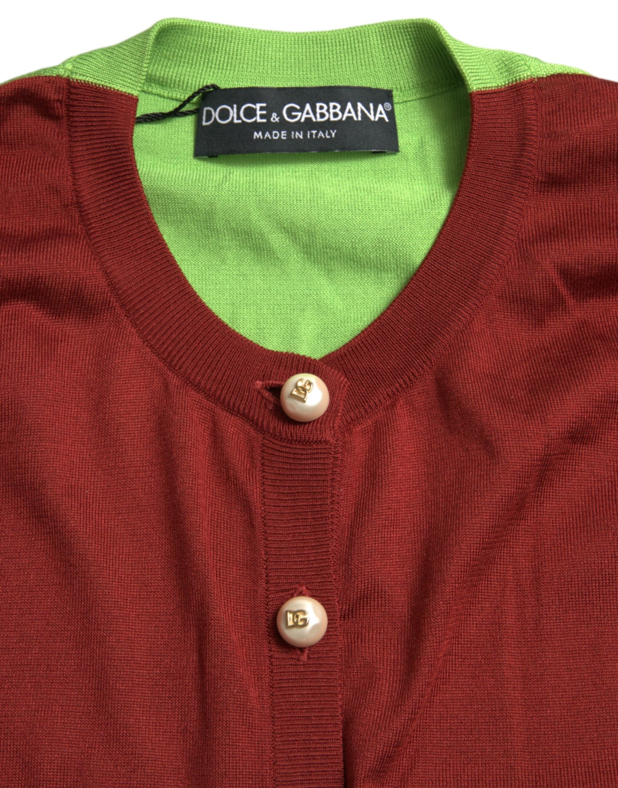 Dolce &amp; Gabbana Pull cardigan en soie élégant dans des tons vibrants