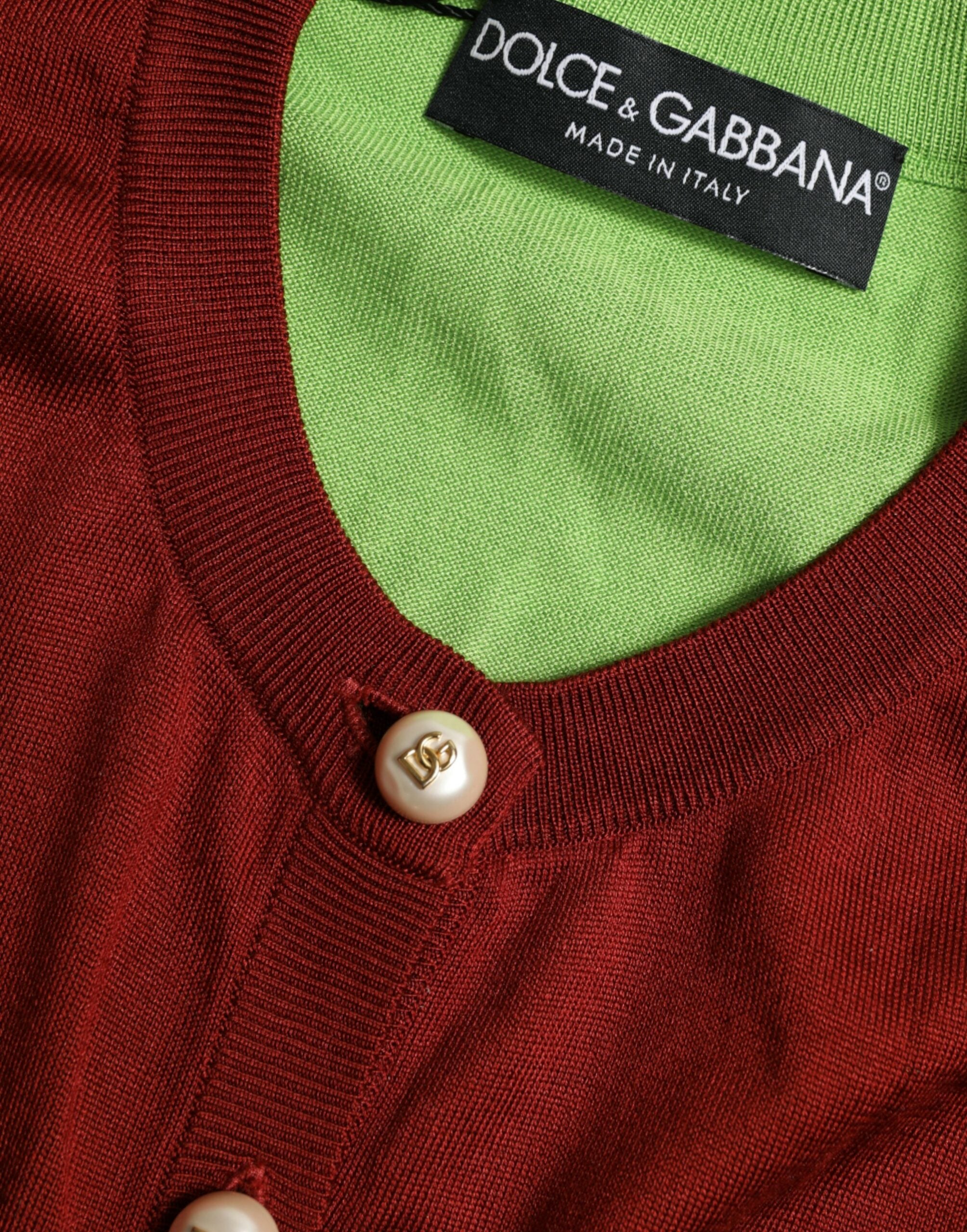 Dolce &amp; Gabbana Pull cardigan en soie élégant dans des tons vibrants