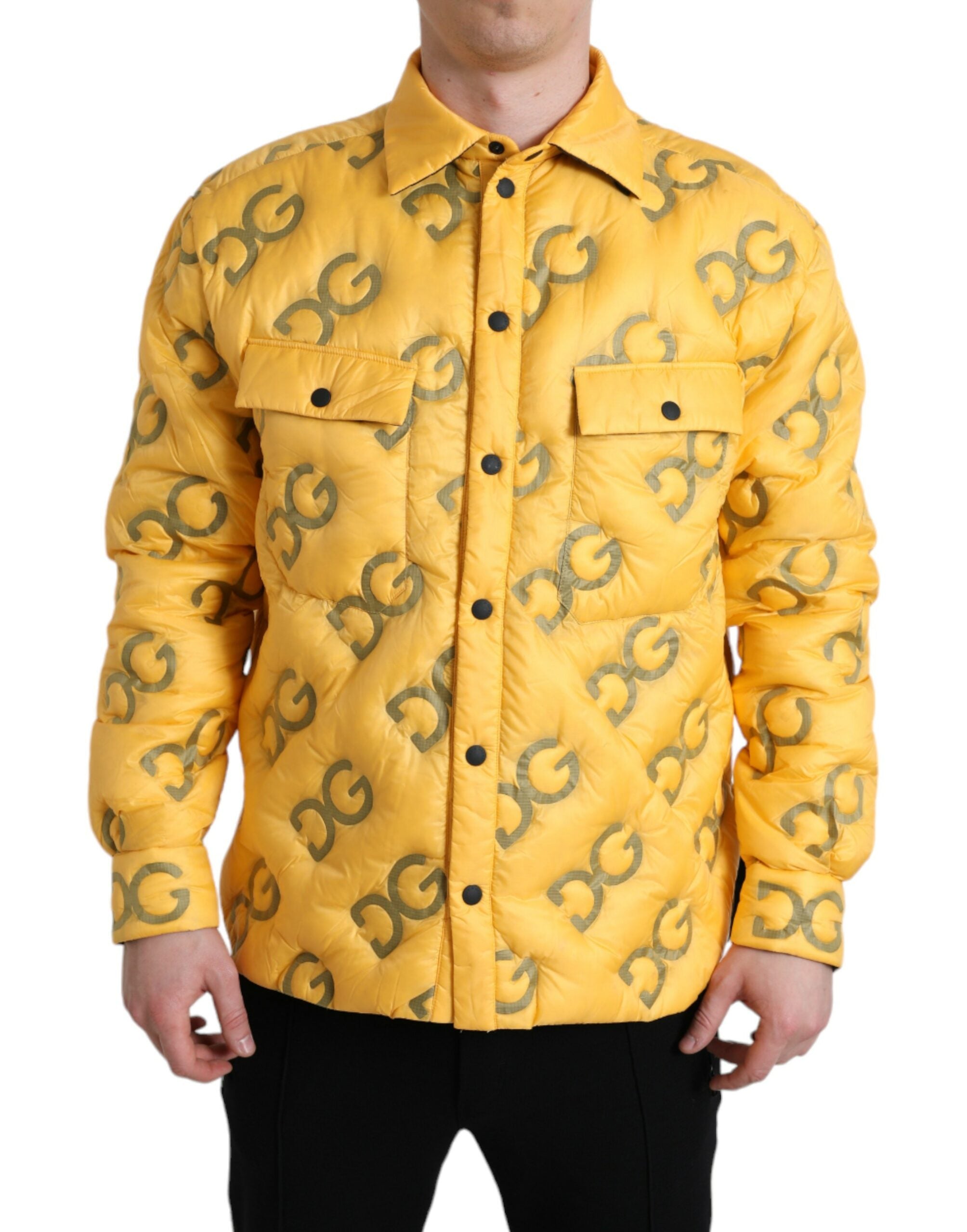 Dolce &amp; Gabbana Veste blouson matelassée jaune élégante