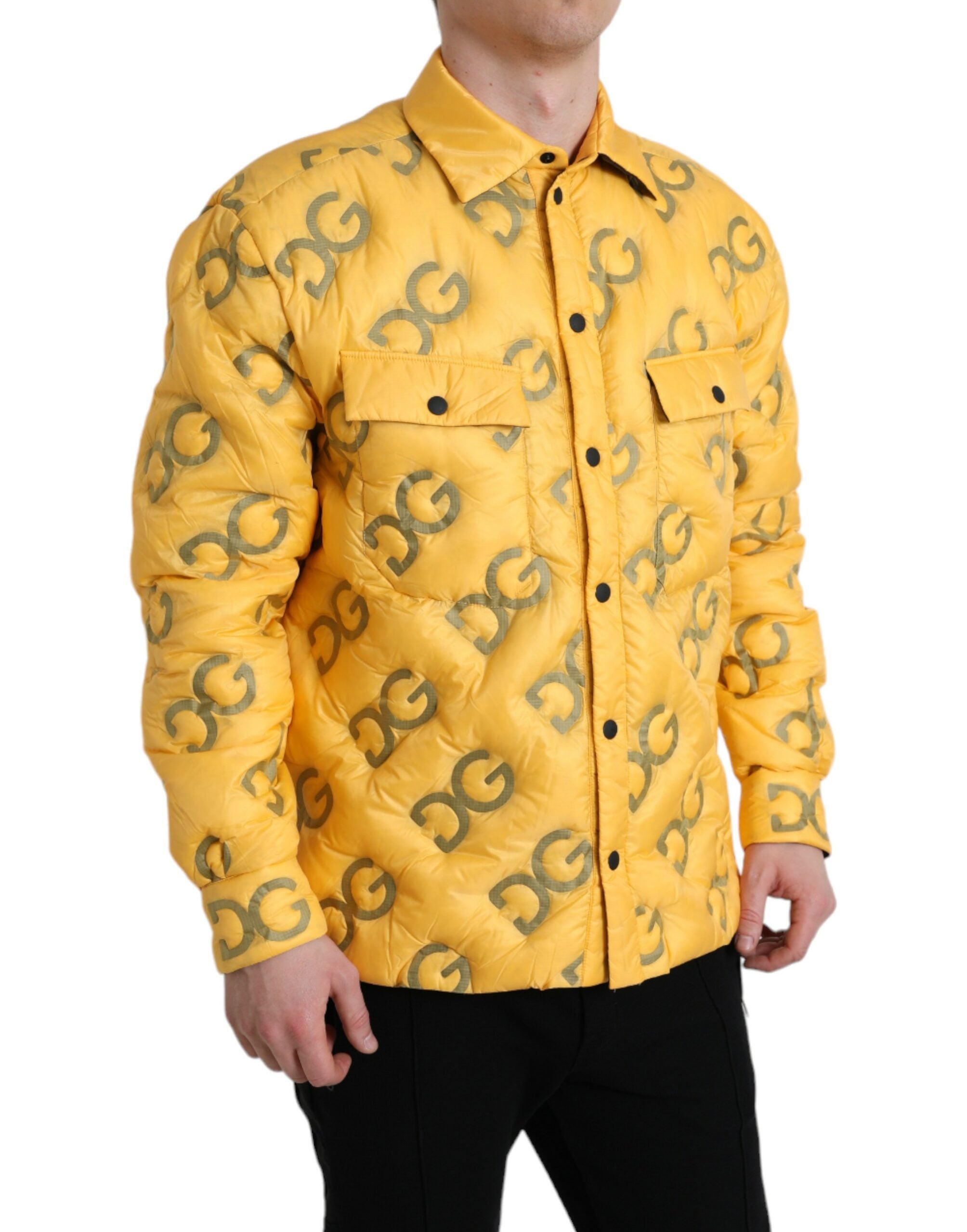 Dolce &amp; Gabbana Veste blouson matelassée jaune élégante