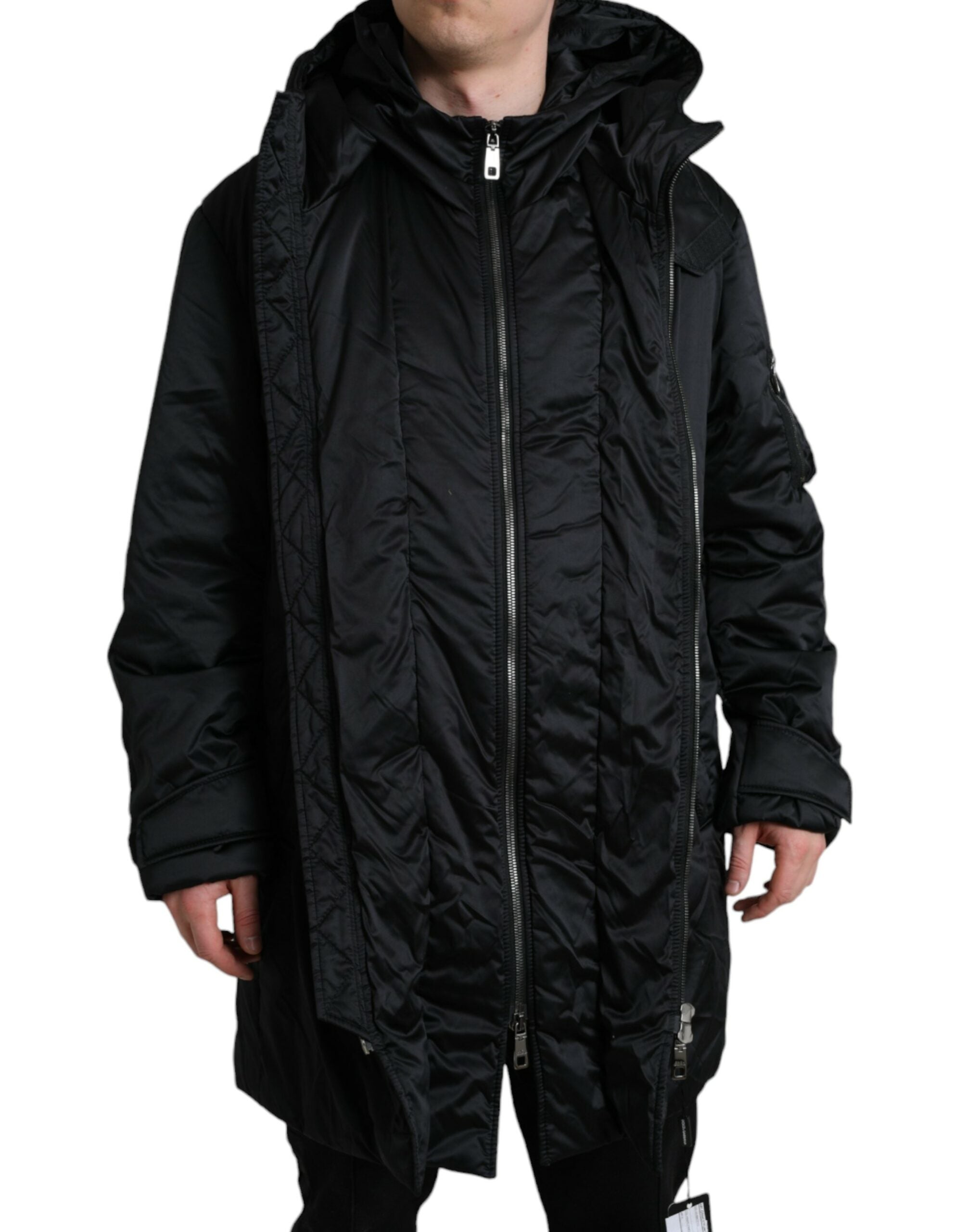 Dolce &amp; Gabbana Veste parka à capuche noire élégante