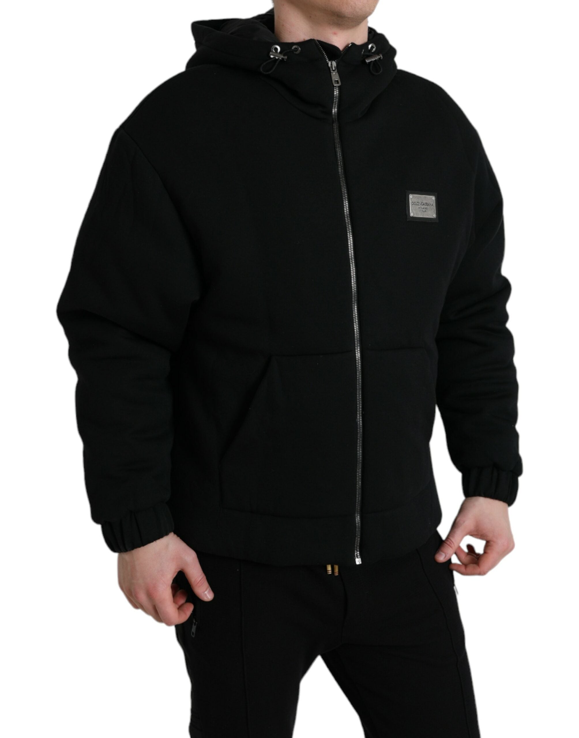 Dolce &amp; Gabbana Blouson aviateur noir élégant avec capuche