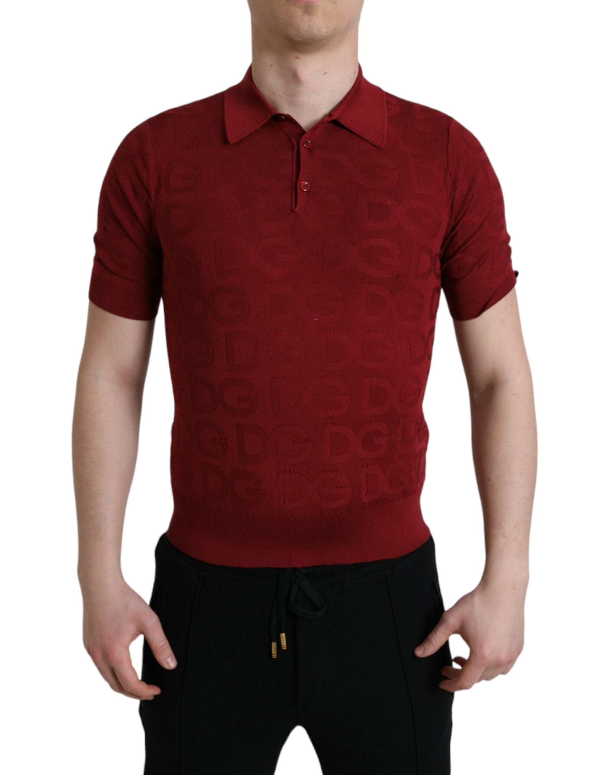 Dolce &amp; Gabbana T-shirt polo élégant en soie marron