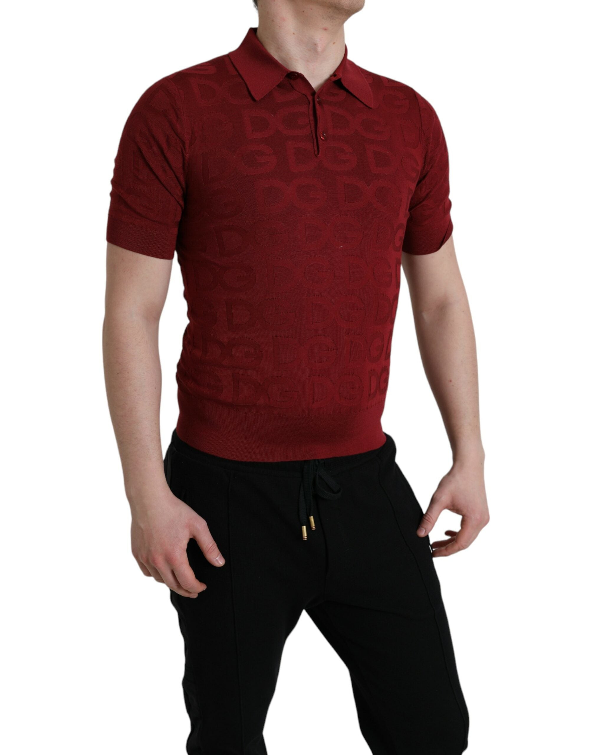 Dolce &amp; Gabbana T-shirt polo élégant en soie marron