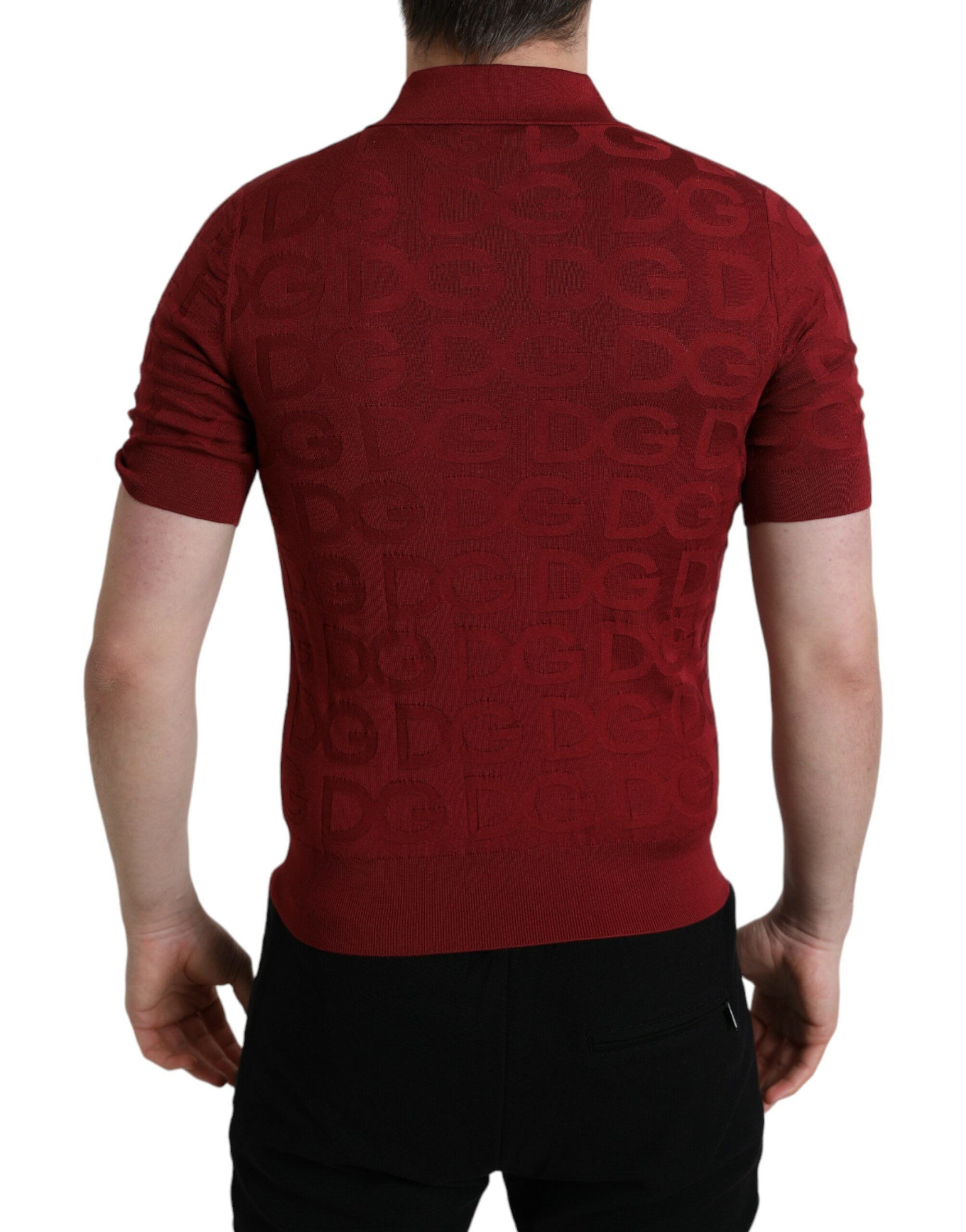 Dolce &amp; Gabbana T-shirt polo élégant en soie marron