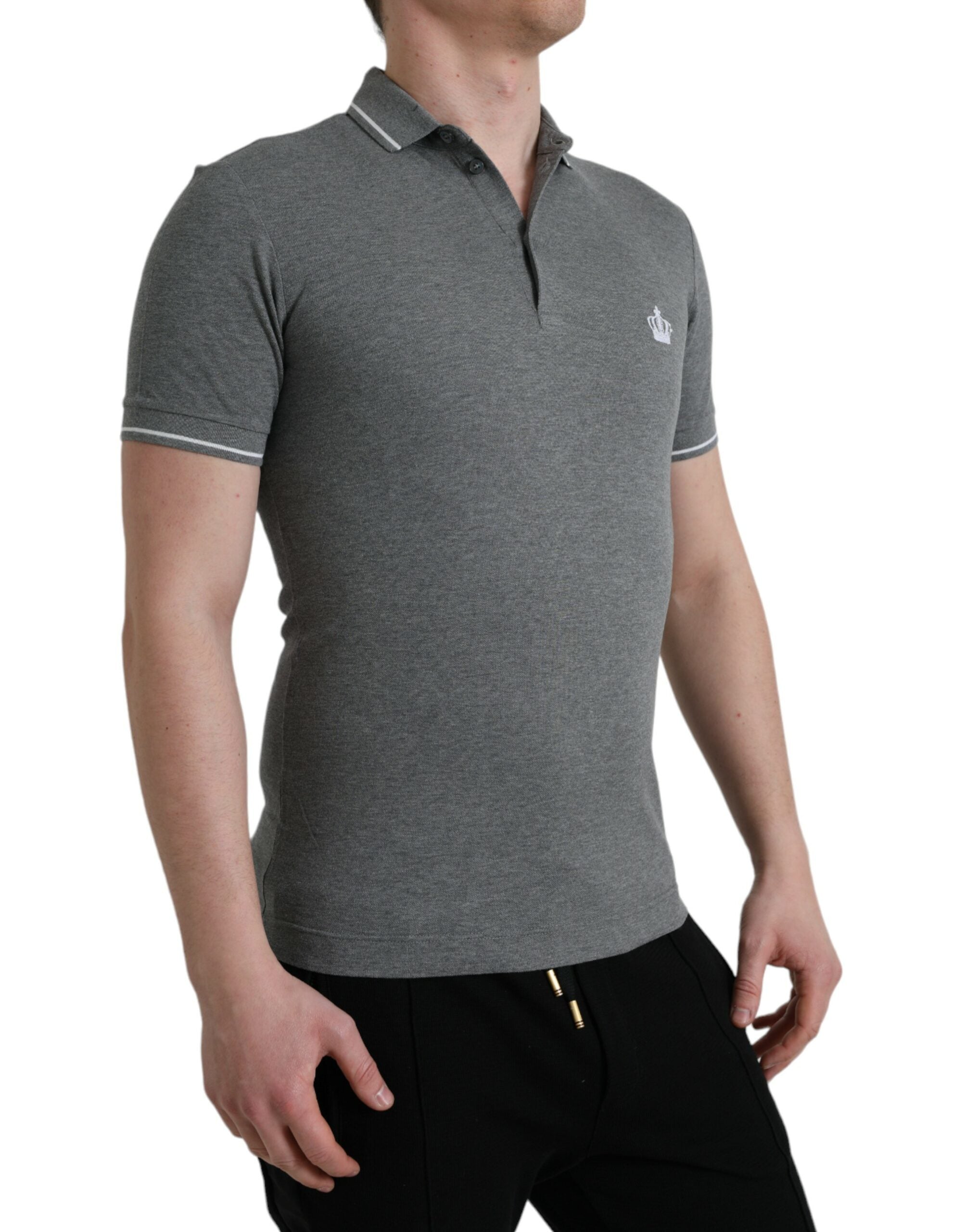 Dolce & Gabbana Elegant Grey Cotton Polo T-Shirt