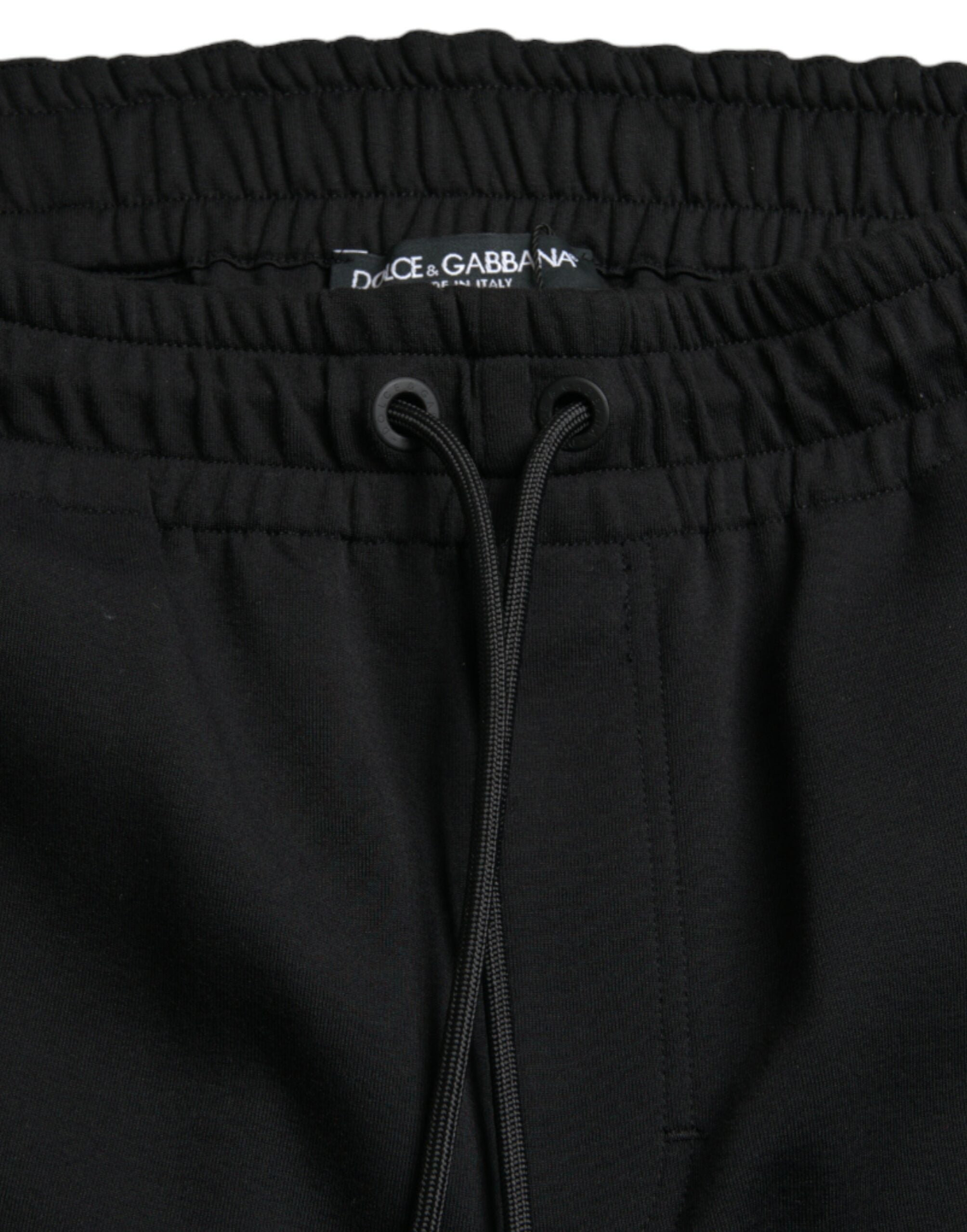 Dolce &amp; Gabbana Pantalon de jogging noir élégant - Mélange de coton et de nylon