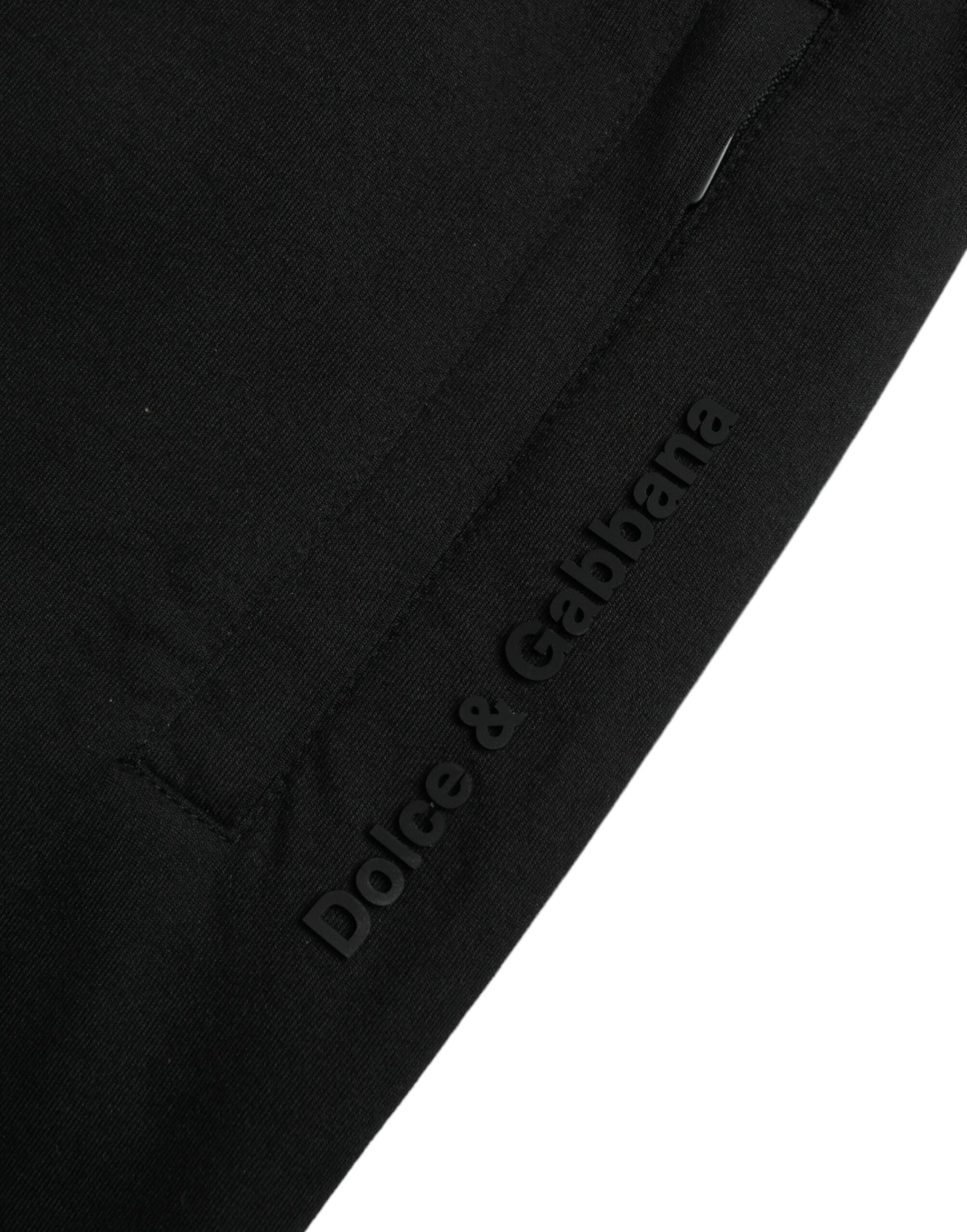 Dolce &amp; Gabbana Pantalon de jogging noir élégant - Mélange de coton et de nylon