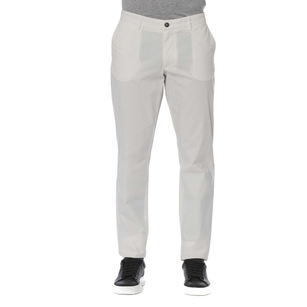 Trussardi Jeans Pantalon chic en coton mélangé blanc