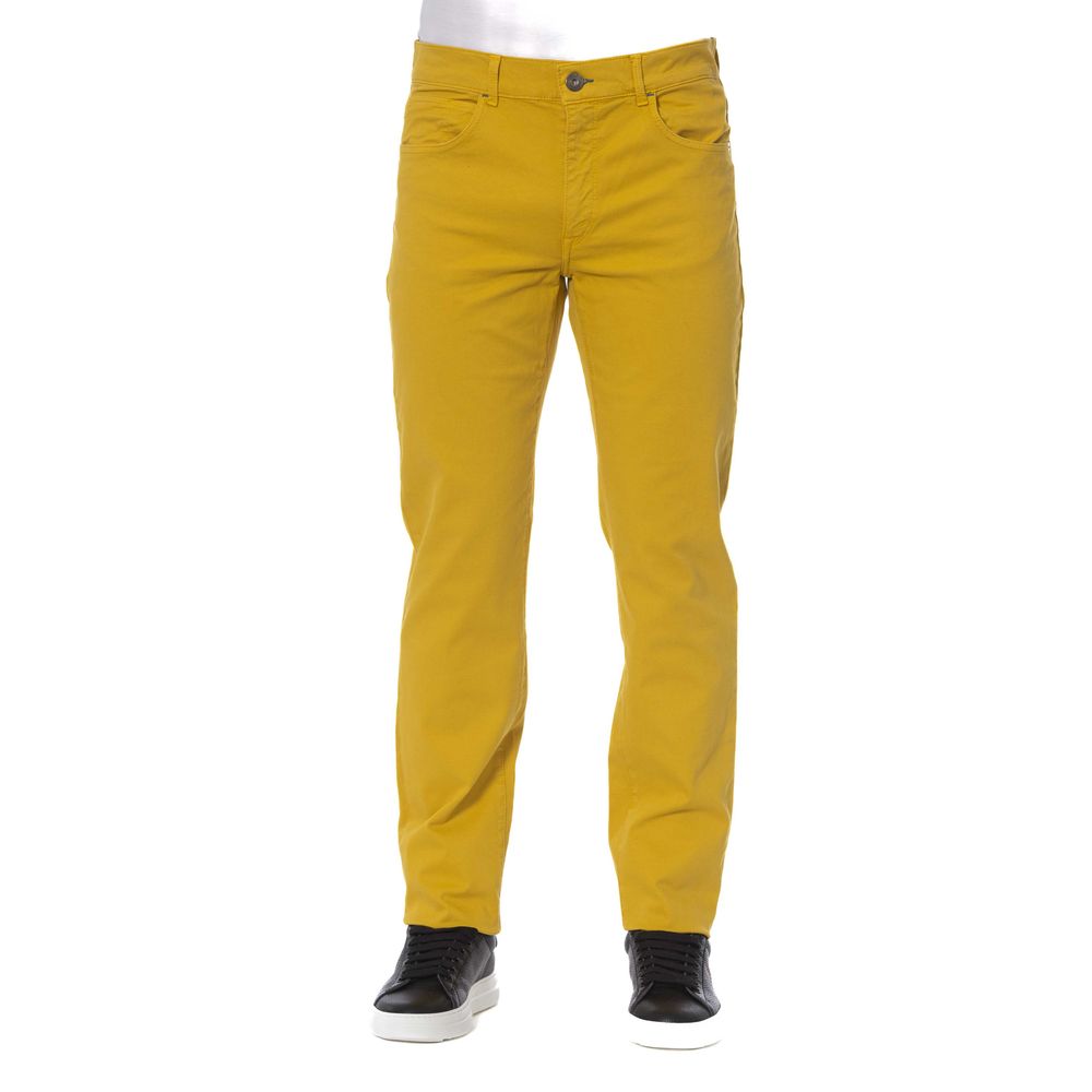 Trussardi Jeans Pantalon élégant en coton mélangé jaune