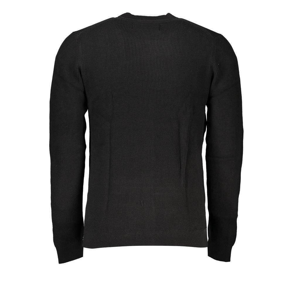 Calvin Klein Sleek Black Crew Neck Sweater with Logo