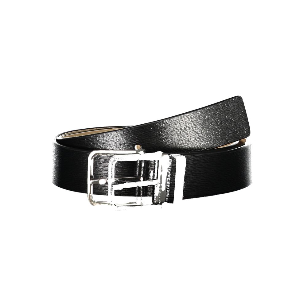 Calvin Klein Elegant Black Leather Belt with Metal Buckle