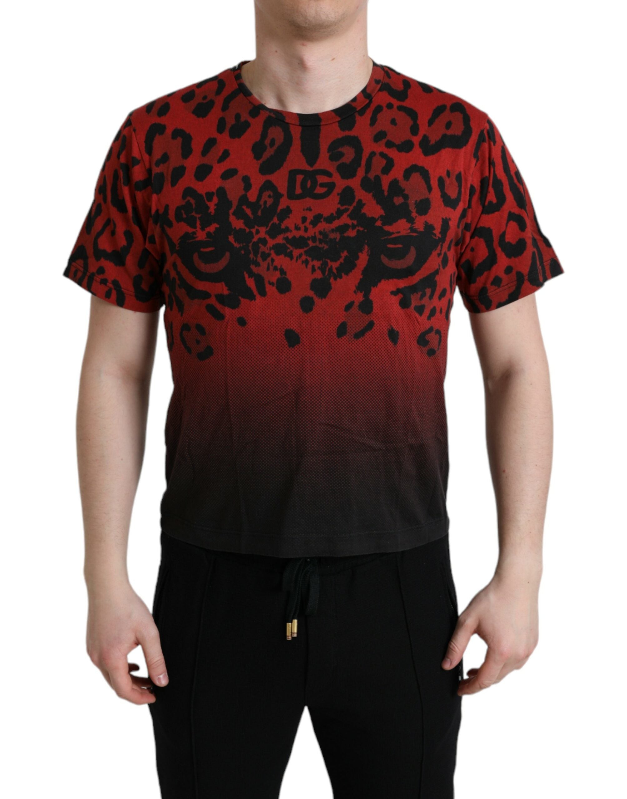 Dolce &amp; Gabbana T-shirt ras du cou rouge à imprimé léopard