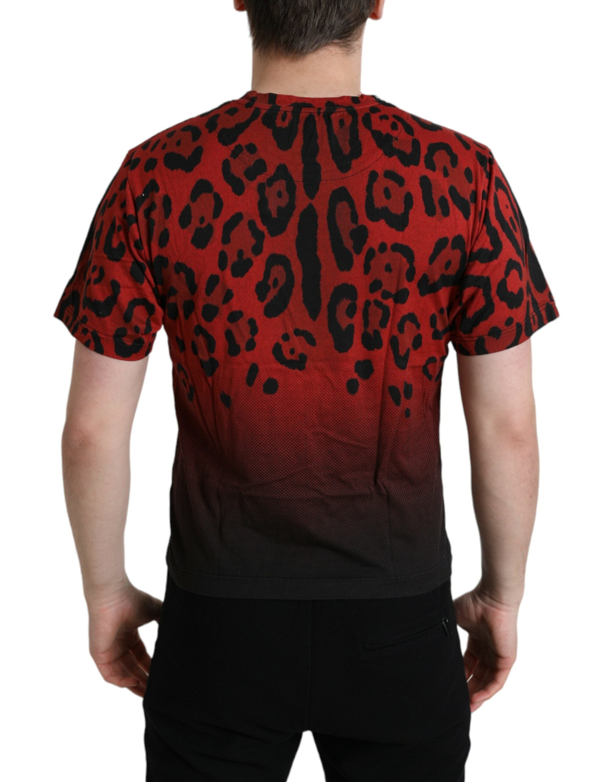 Dolce &amp; Gabbana T-shirt ras du cou rouge à imprimé léopard